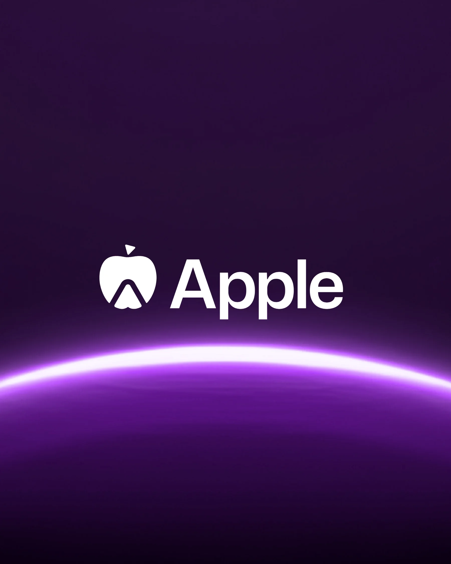 Le logo Apple réinventé sur un horizon violet