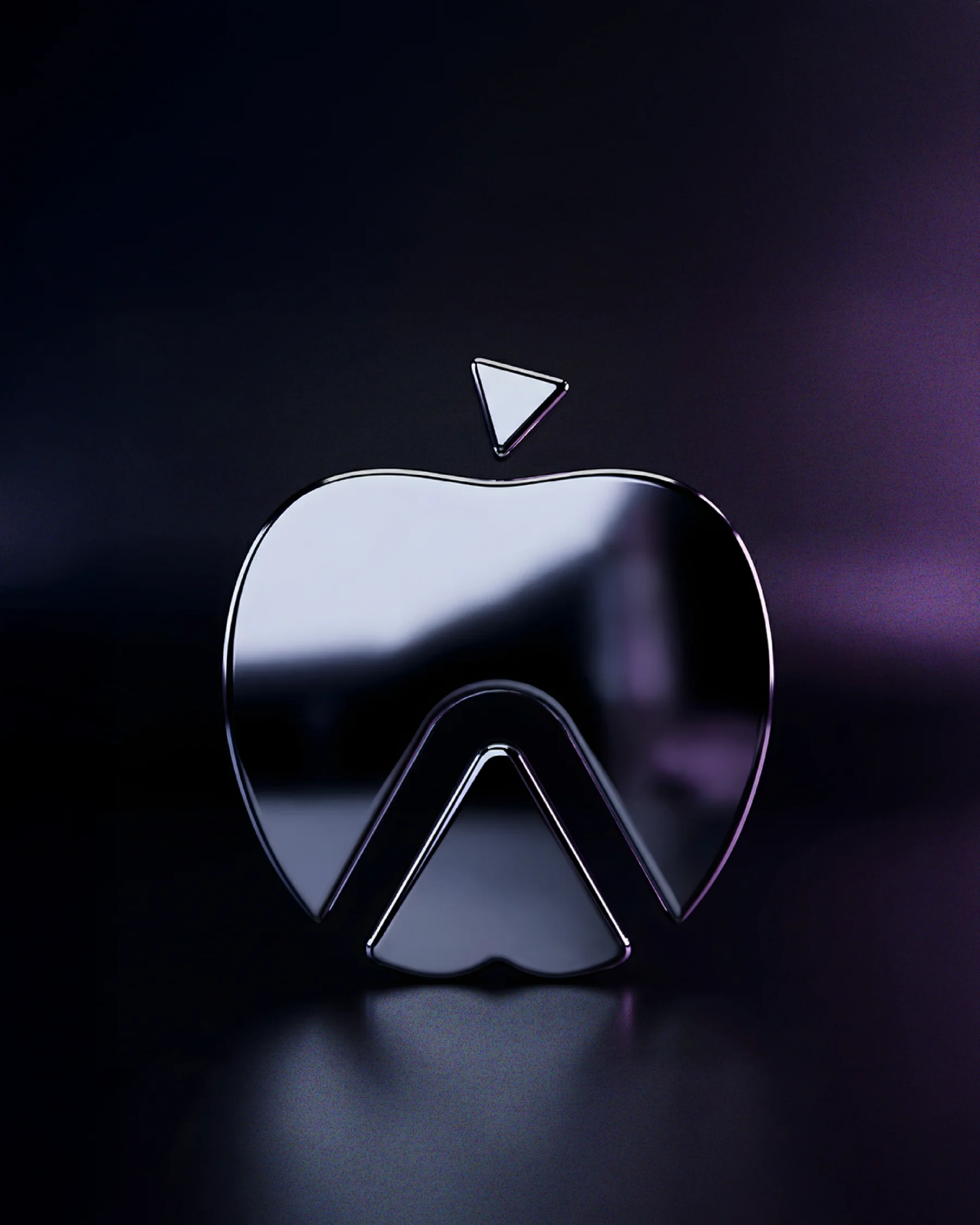 Le symbole Apple en métal poli