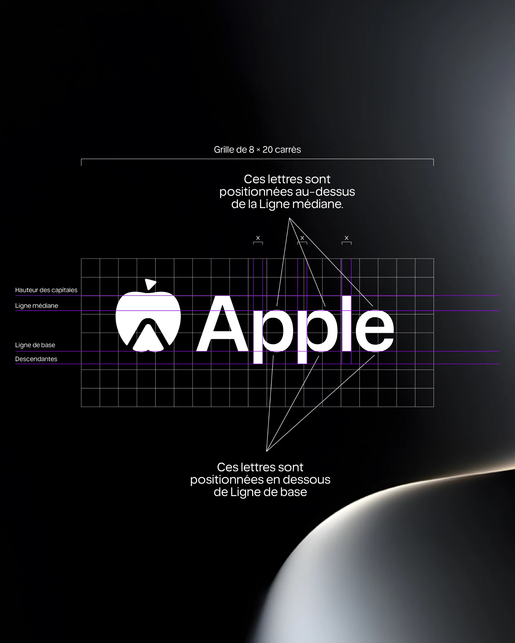 Le logotype Apple sur sa grille