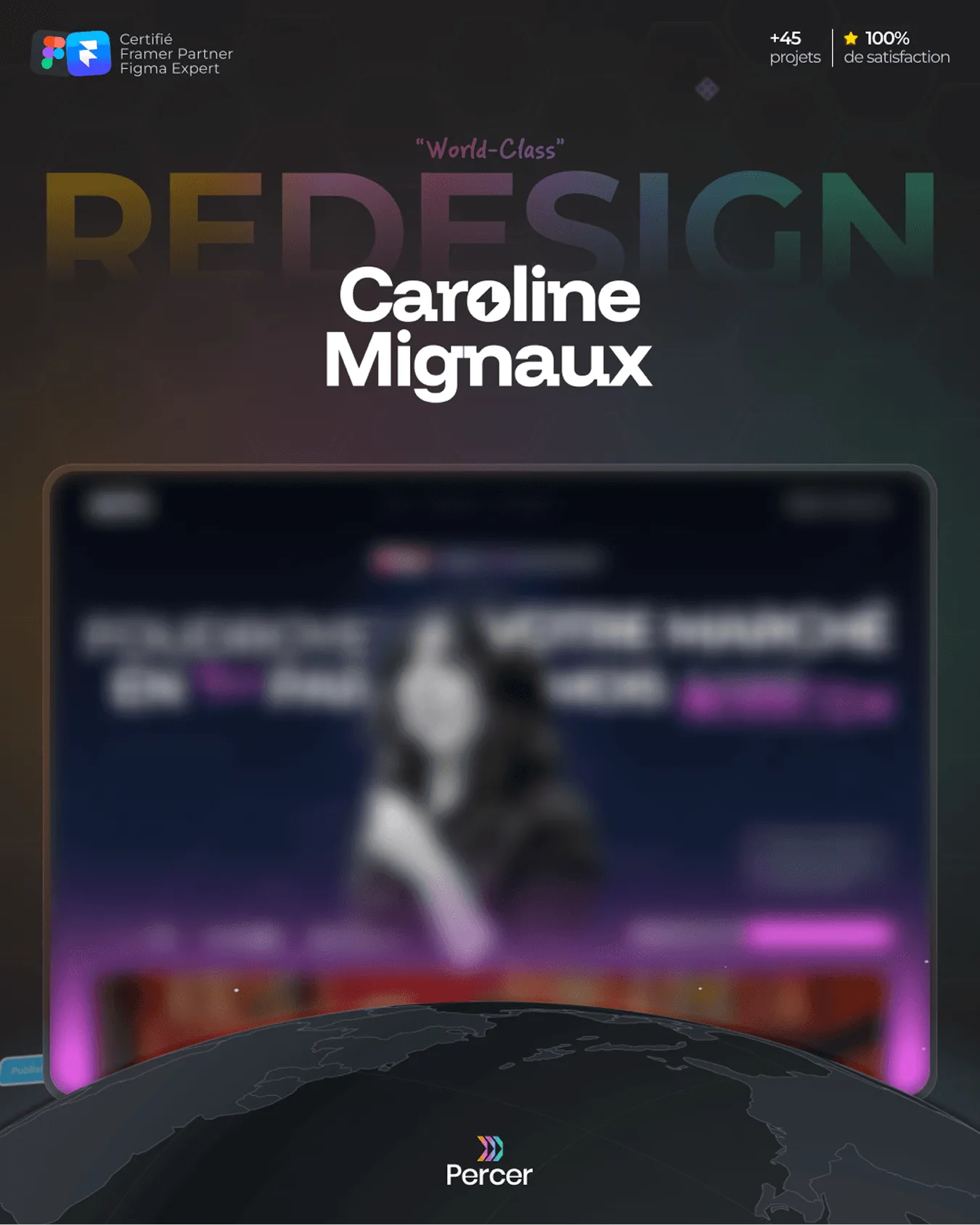 Visuel de couverture du redesign du site de Caroline Mignaux par Percer