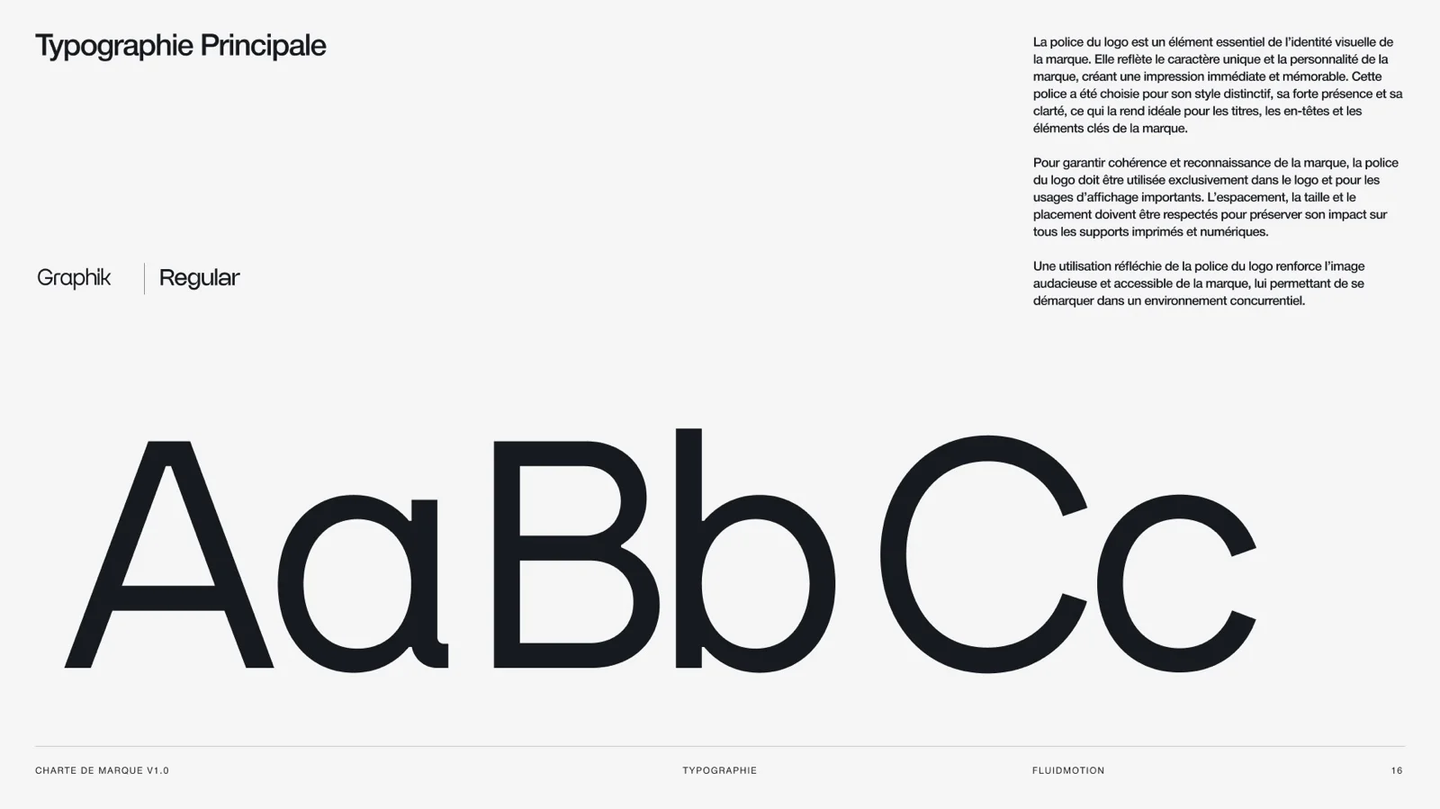 La typographie principale de FluidMotion