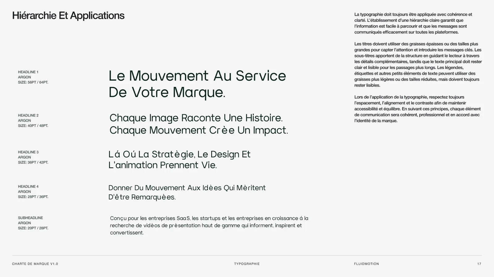 La hiérarchie des textes FluidMotion