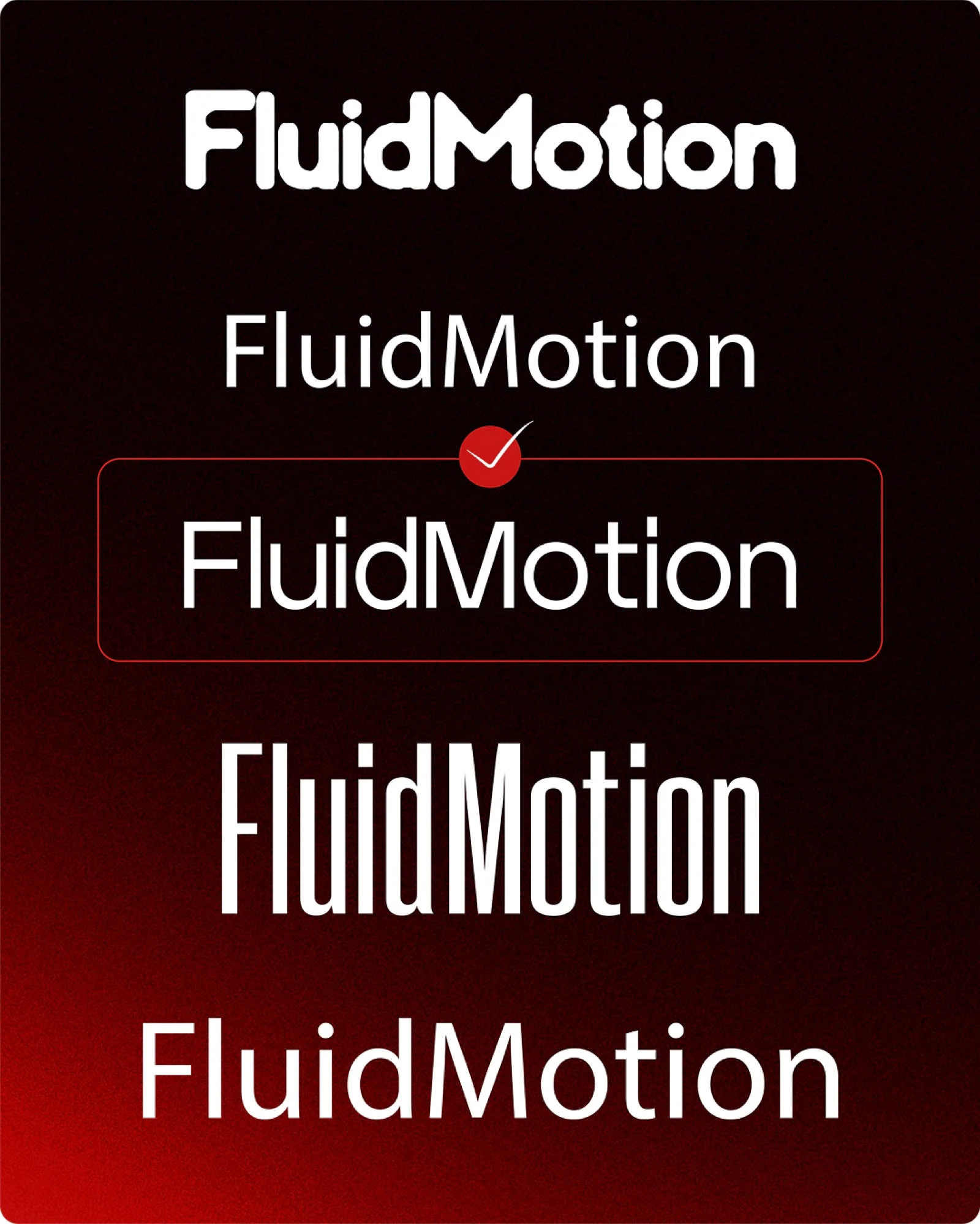 Le nom FluidMotion dans plusieurs typographies