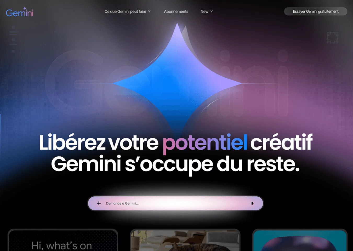 Page d'accueil du site Gemini après refonte par Percer