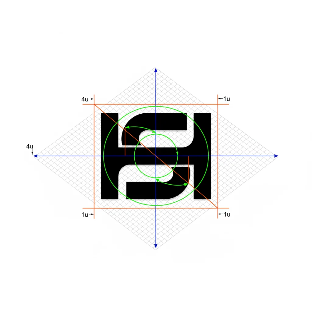 La construction du monogramme HS sur sa grille