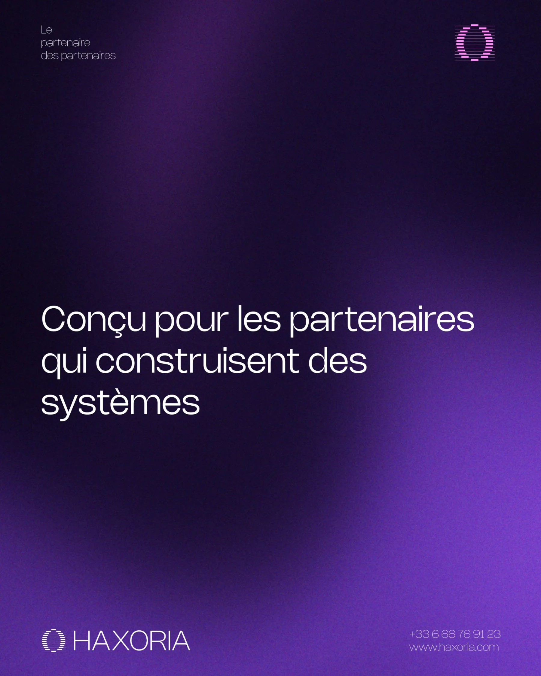 Une affiche « Conçu pour les partenaires qui construisent des systèmes »