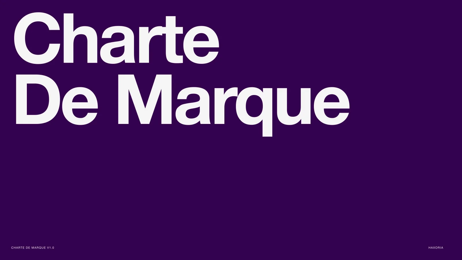 La couverture de la charte de marque Haxoria
