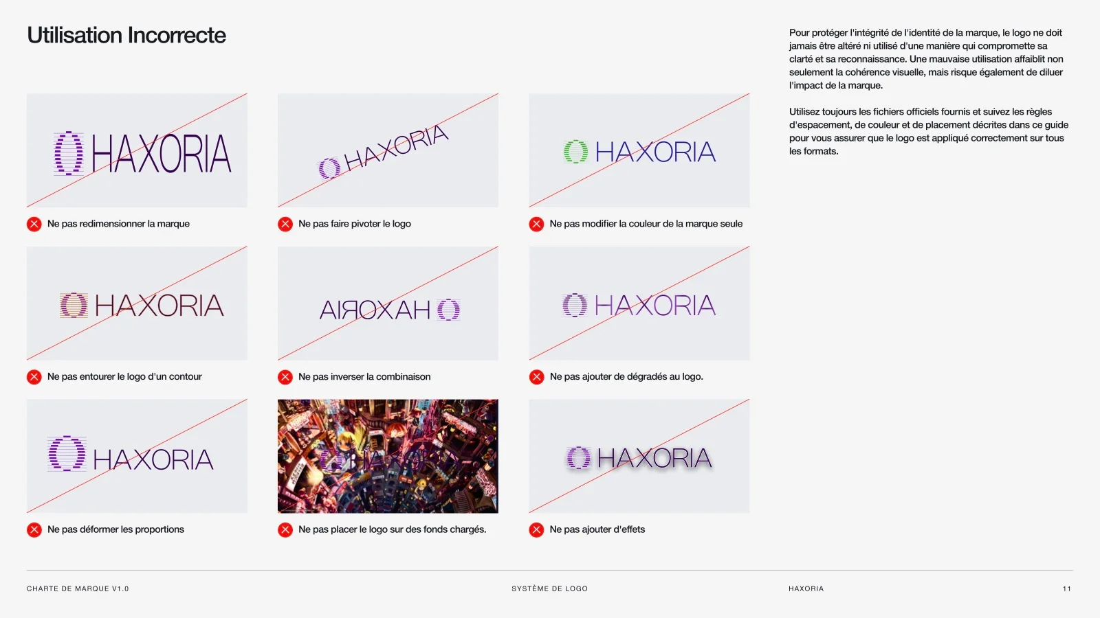 Les utilisations incorrectes du logo Haxoria