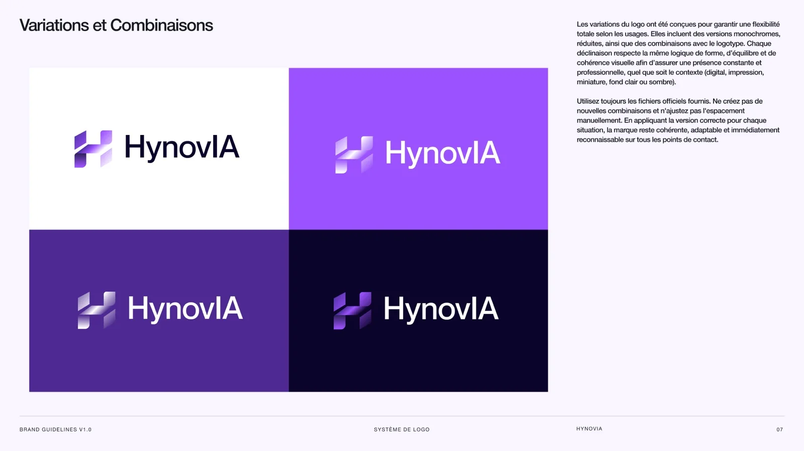 Les variations et combinaisons du logo HynovIA