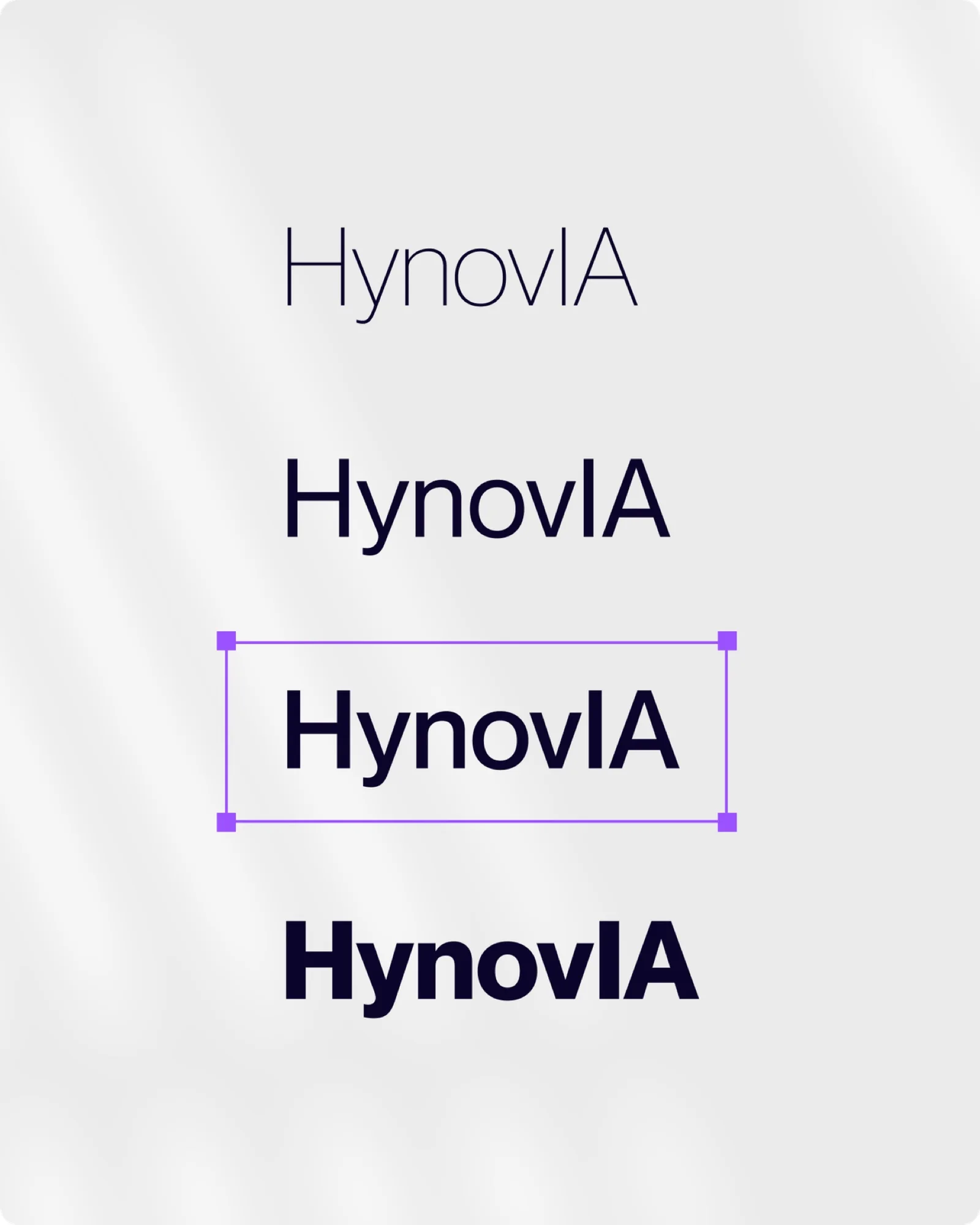 Le nom HynovIA dans plusieurs typographies