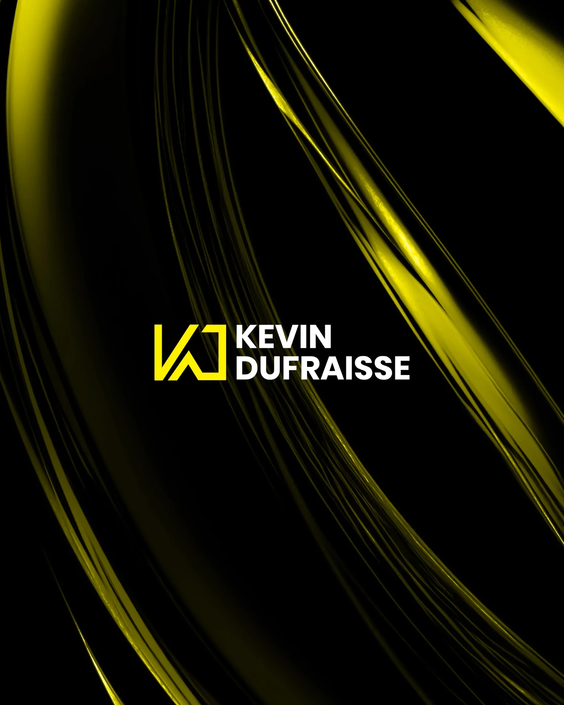 Le logo Kevin Dufraisse sur un fond noir et jaune