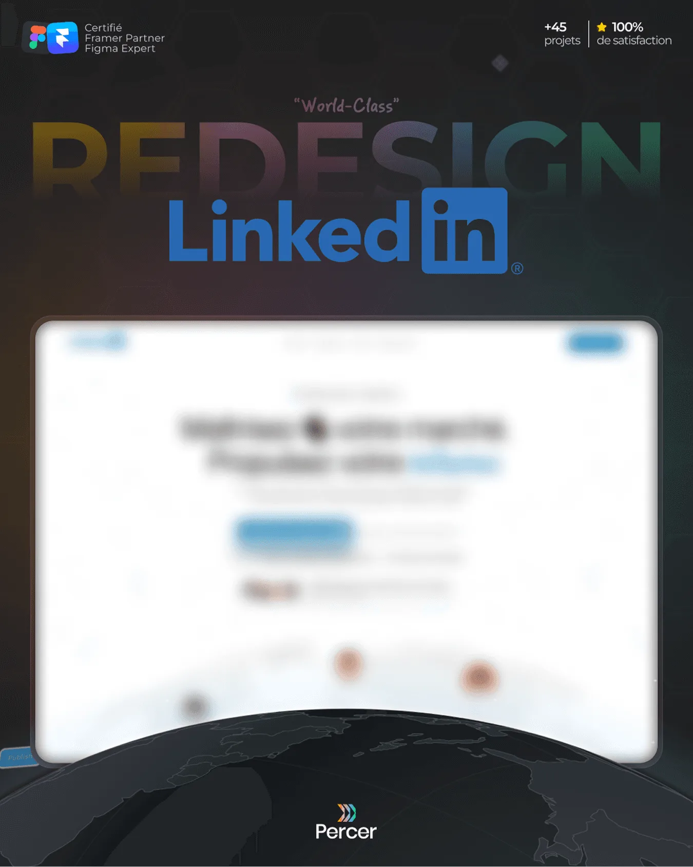Visuel de couverture du redesign LinkedIn par Percer