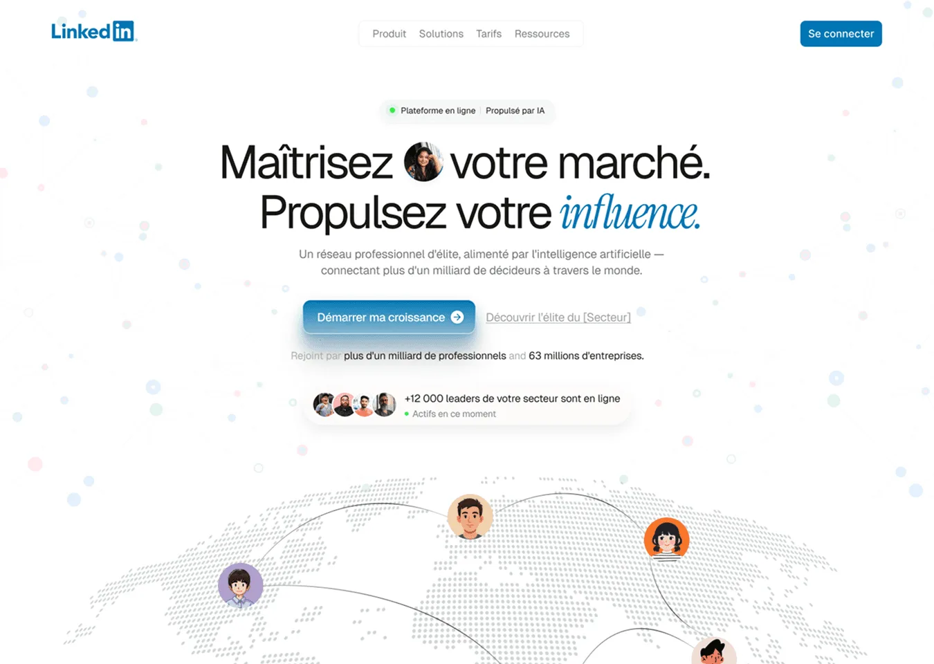 Page d'accueil du site LinkedIn après refonte par Percer