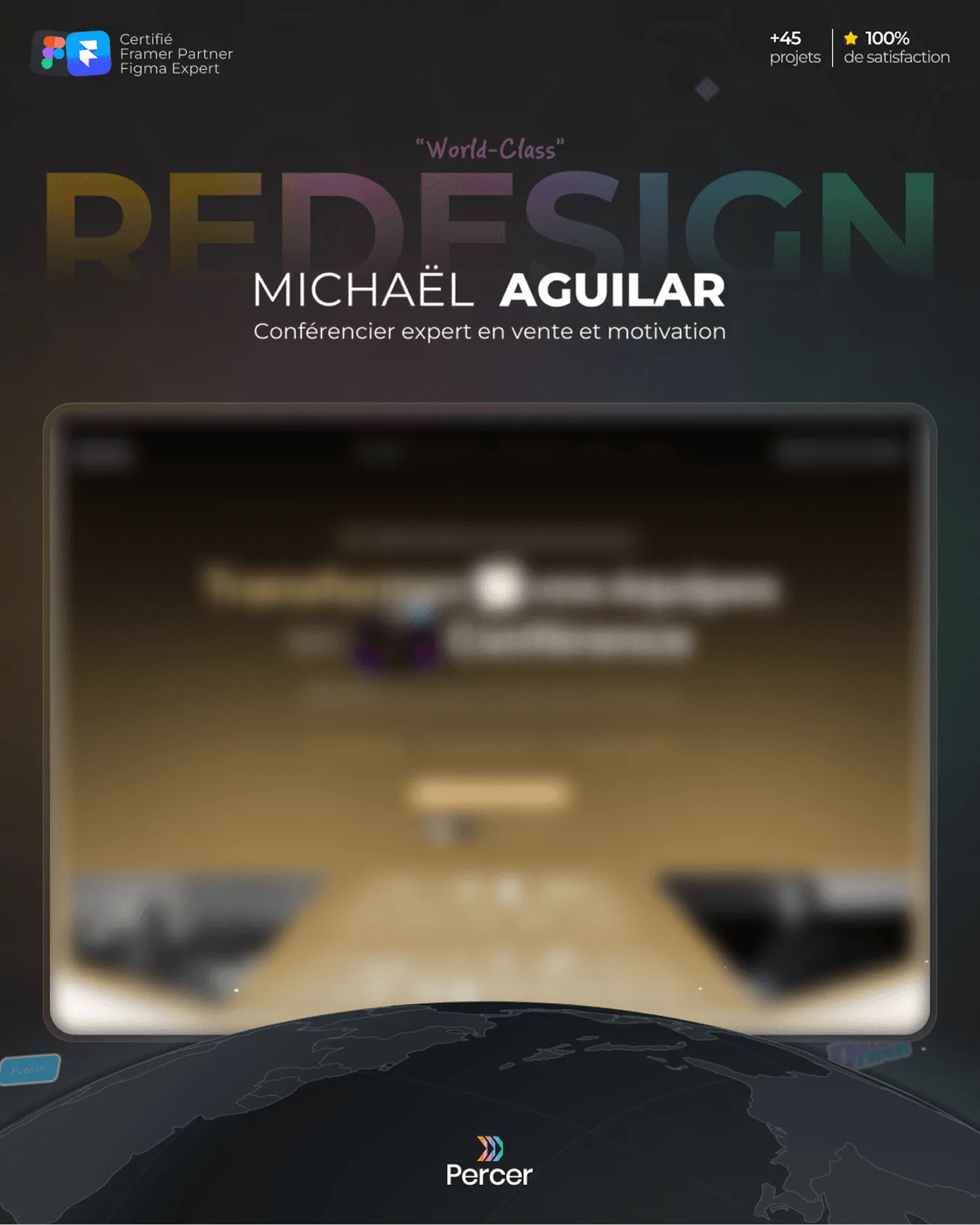 Visuel de couverture du redesign du site de Michaël Aguilar par Percer