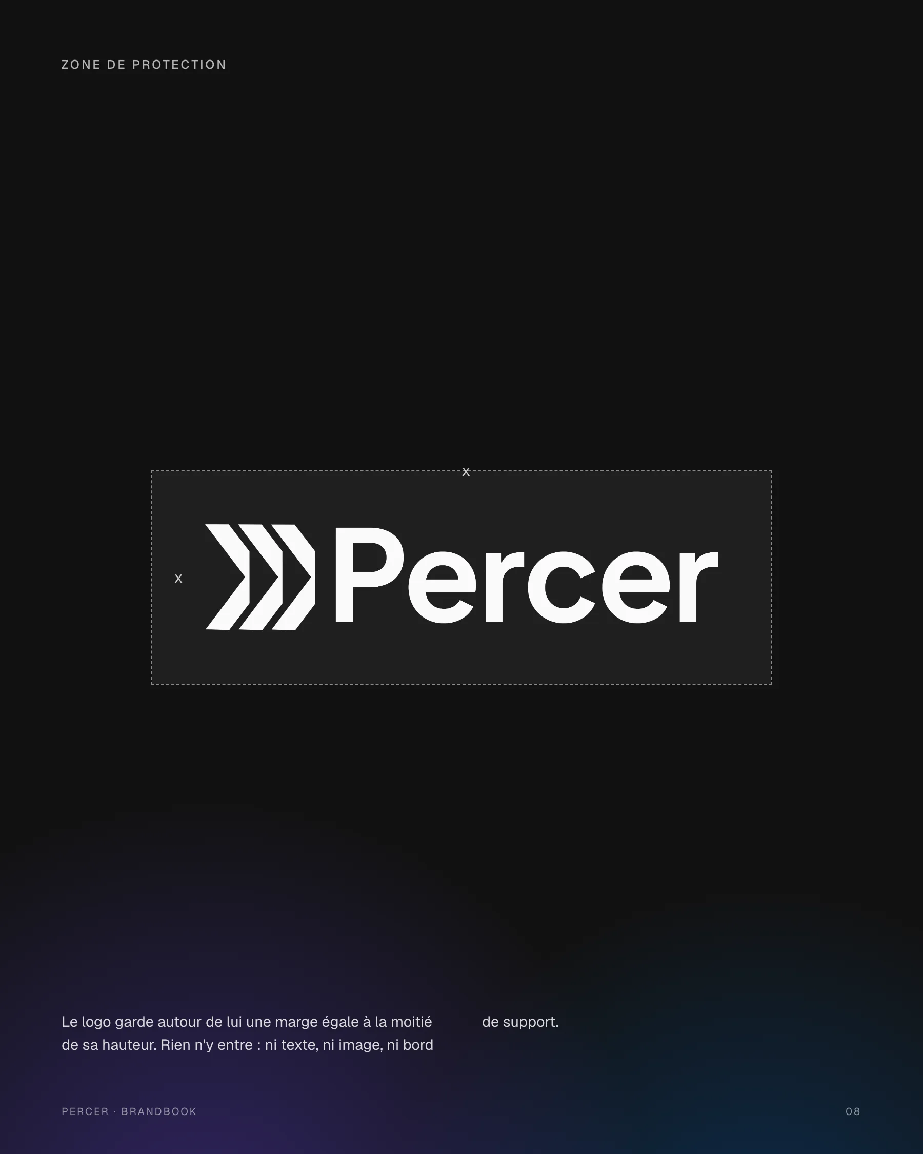 La zone de protection du logo Percer