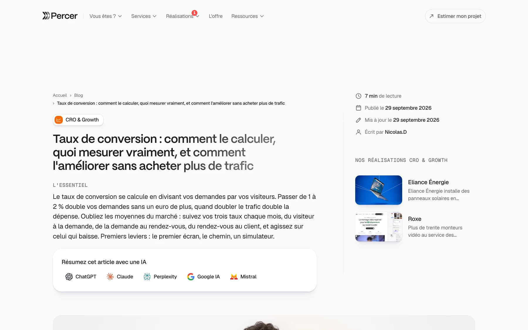 Un article du blog Percer