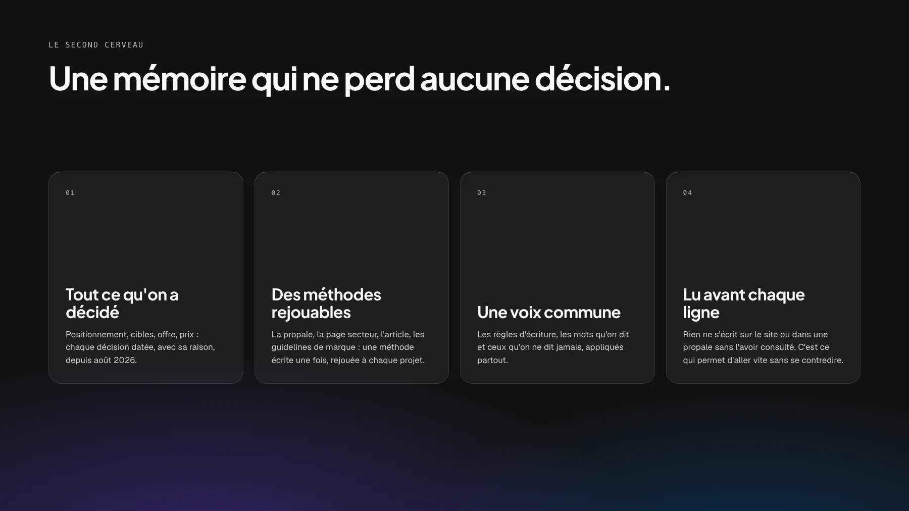 Le second cerveau de Percer : décisions, méthodes, voix commune