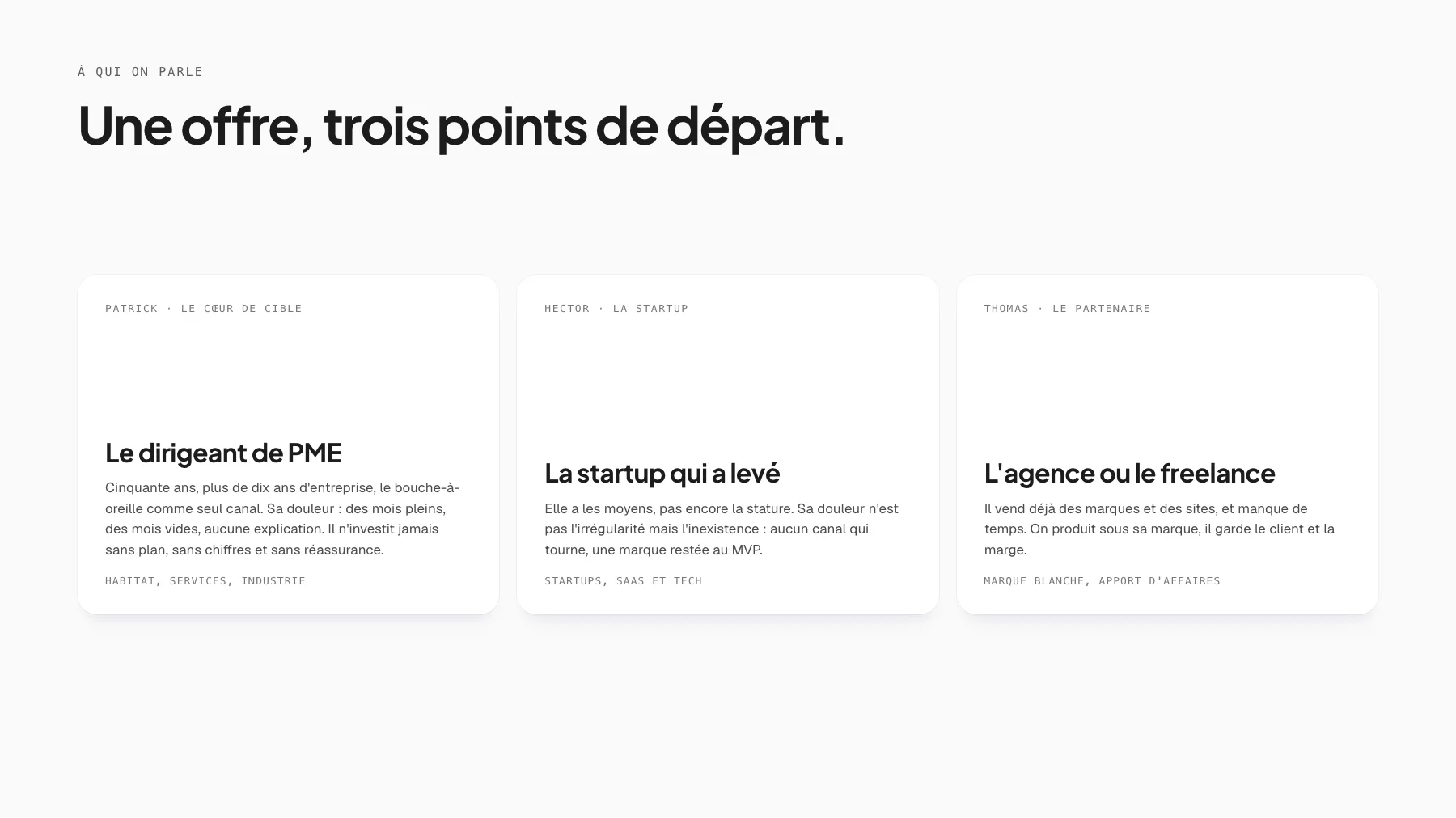 Les trois cibles de Percer : le dirigeant de PME, la startup qui a levé, l'agence partenaire