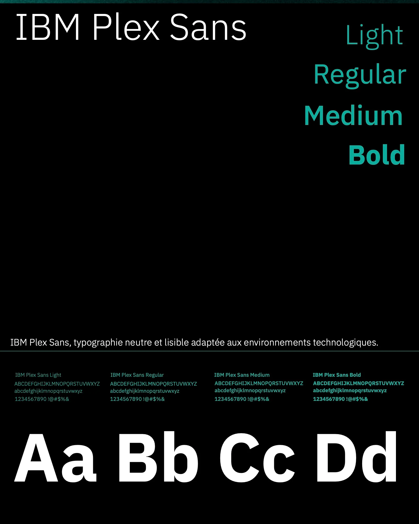 La typographie IBM Plex Sans, de Light à Bold