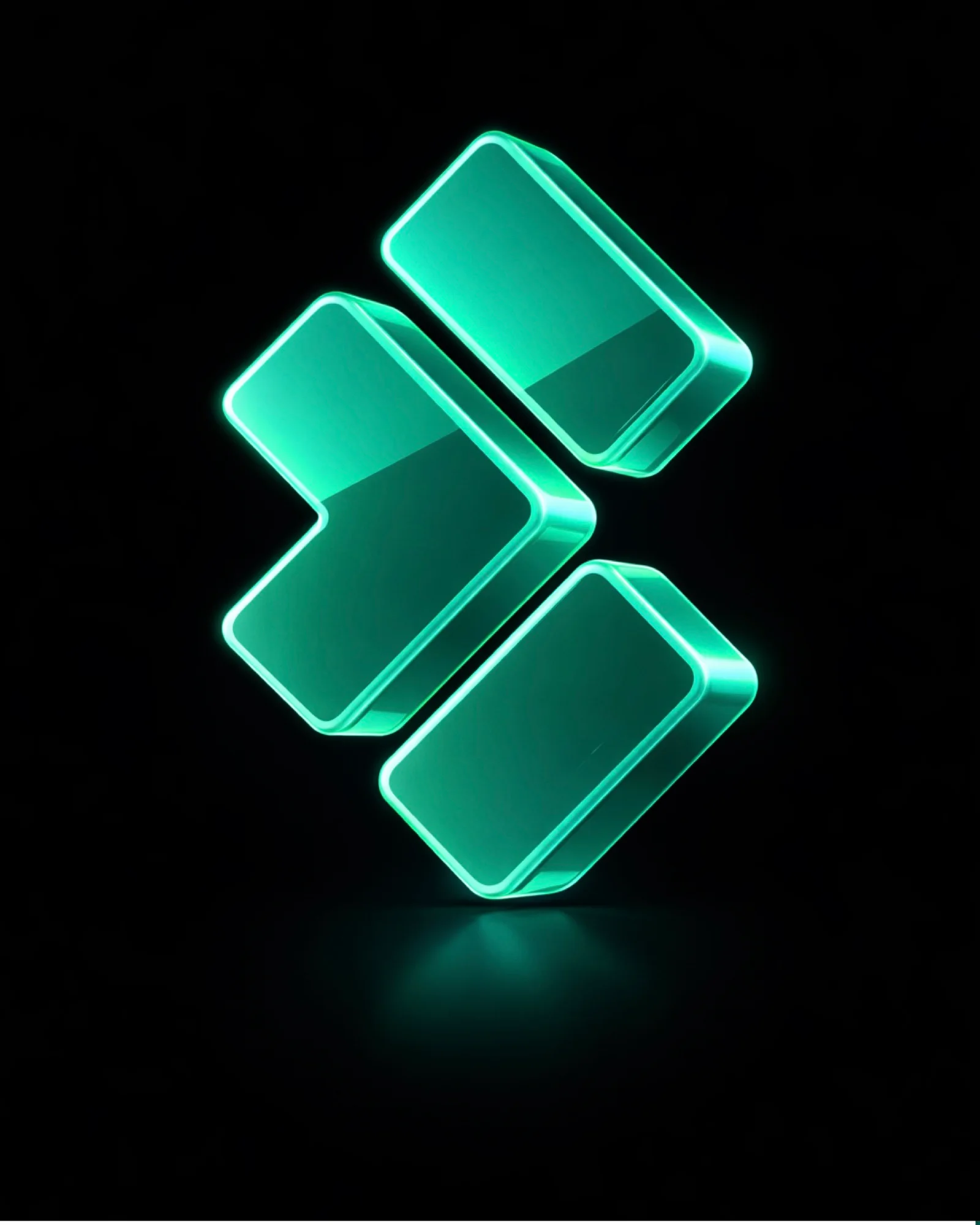 Le symbole en volume, vert sur noir
