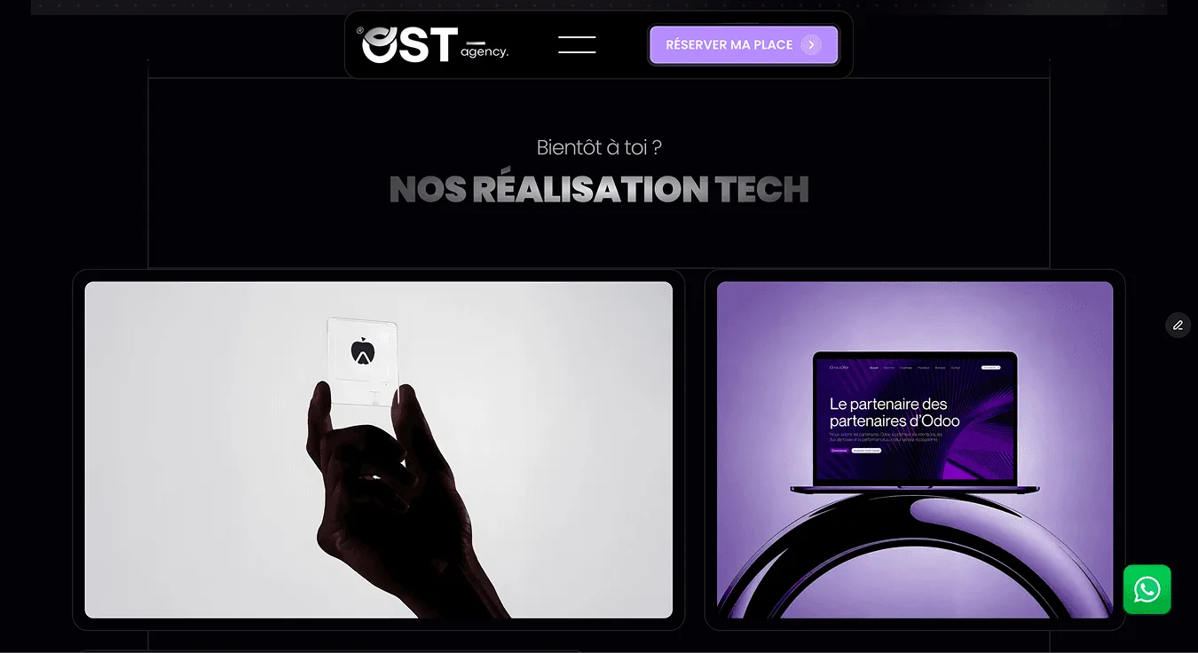 Section « Nos réalisations tech » du site OST Agency