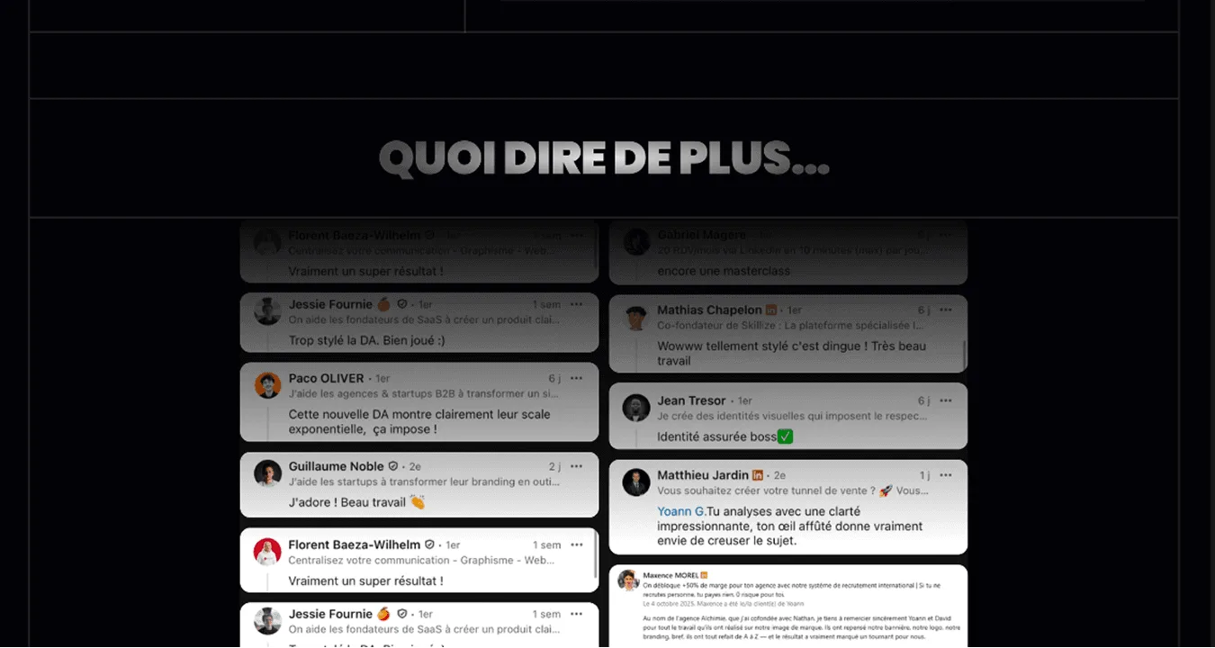Section témoignages clients du site OST Agency