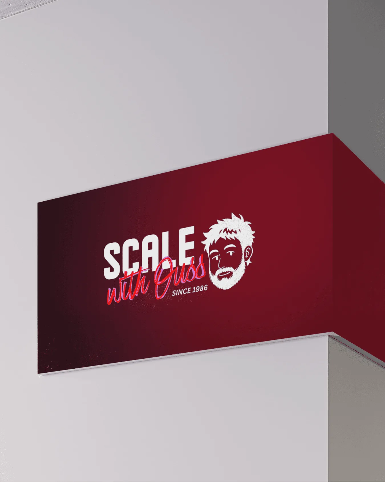 Logo Scale With Ouss sur une enseigne murale