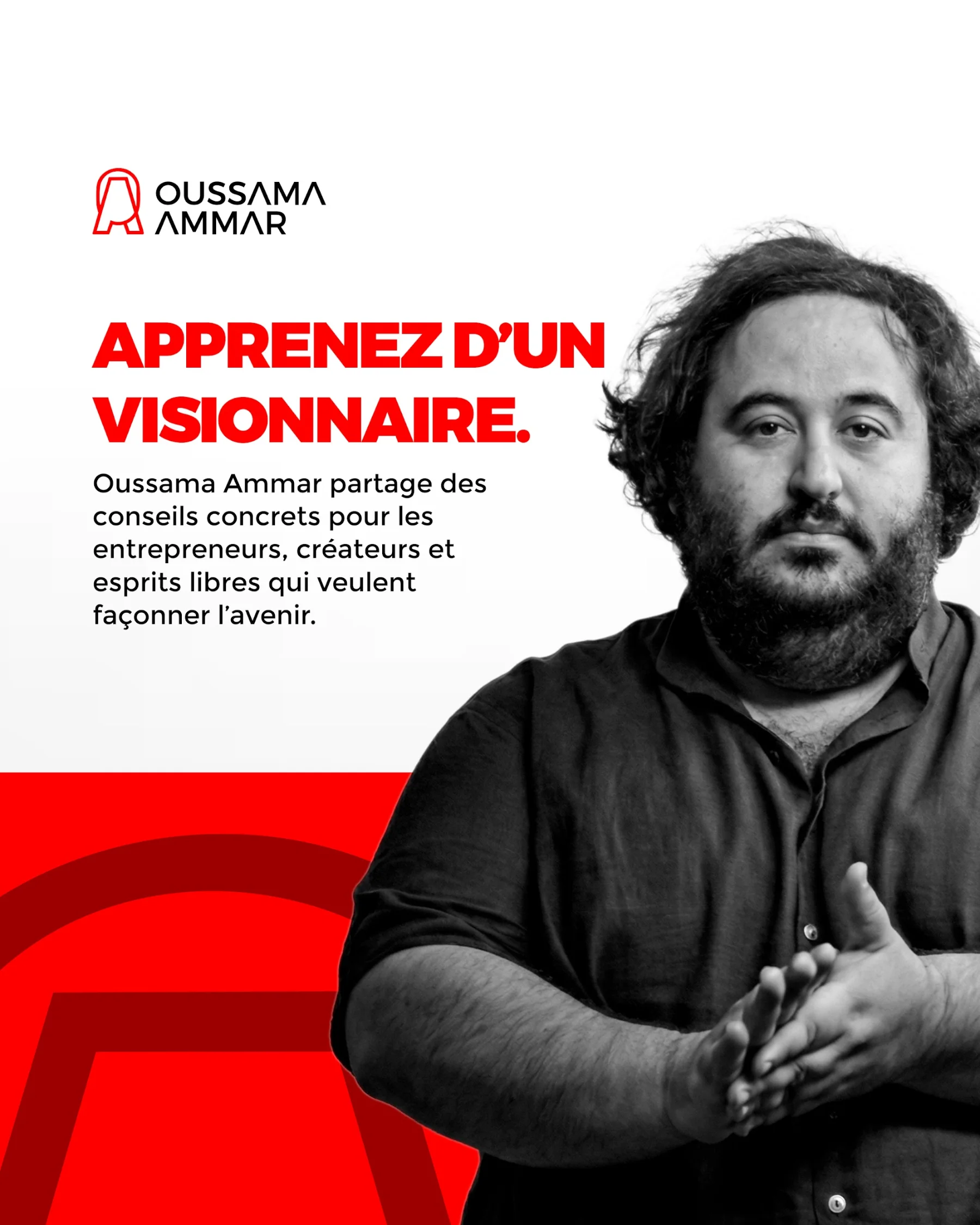 Un flyer « Apprenez d'un visionnaire »