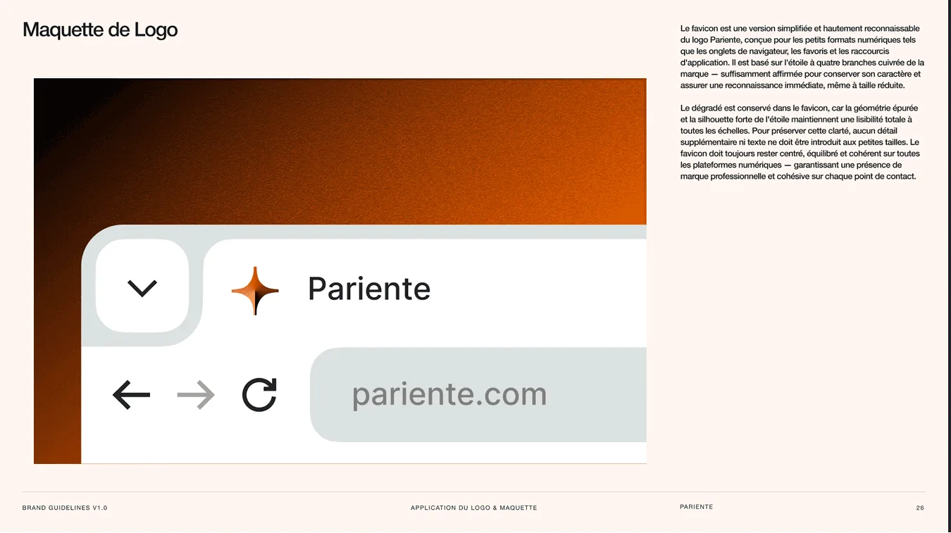 Écran du site Pariente