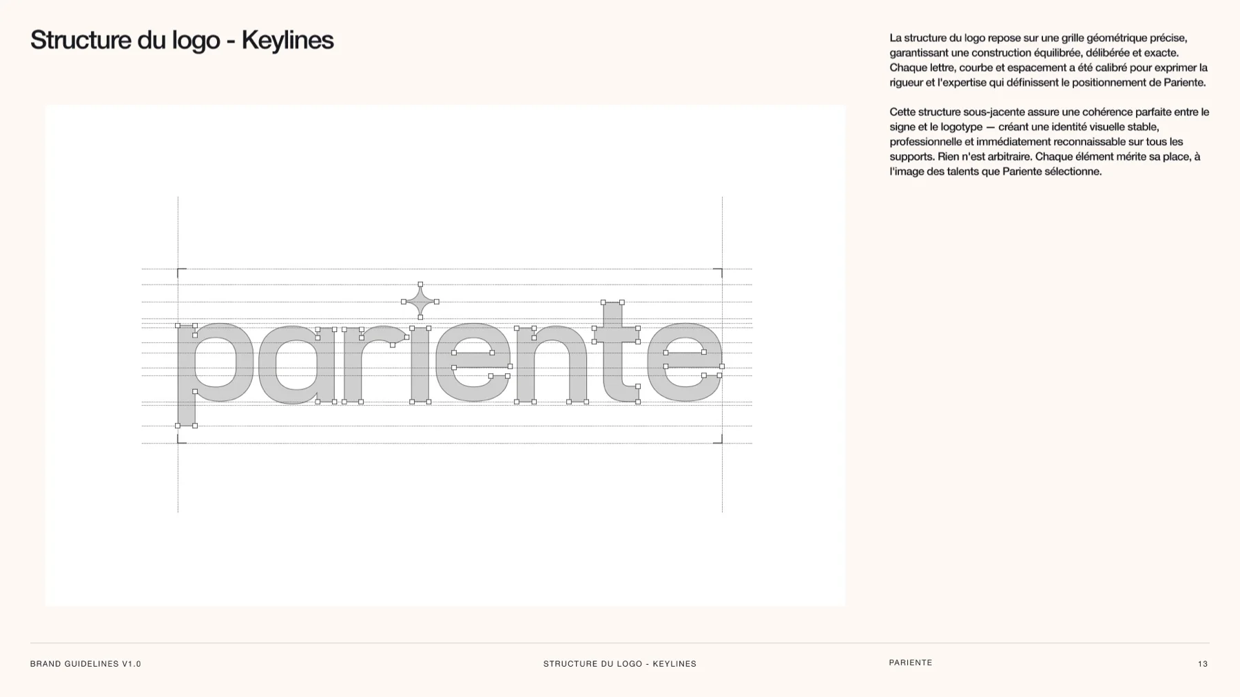 Le logo sur ses lignes de construction