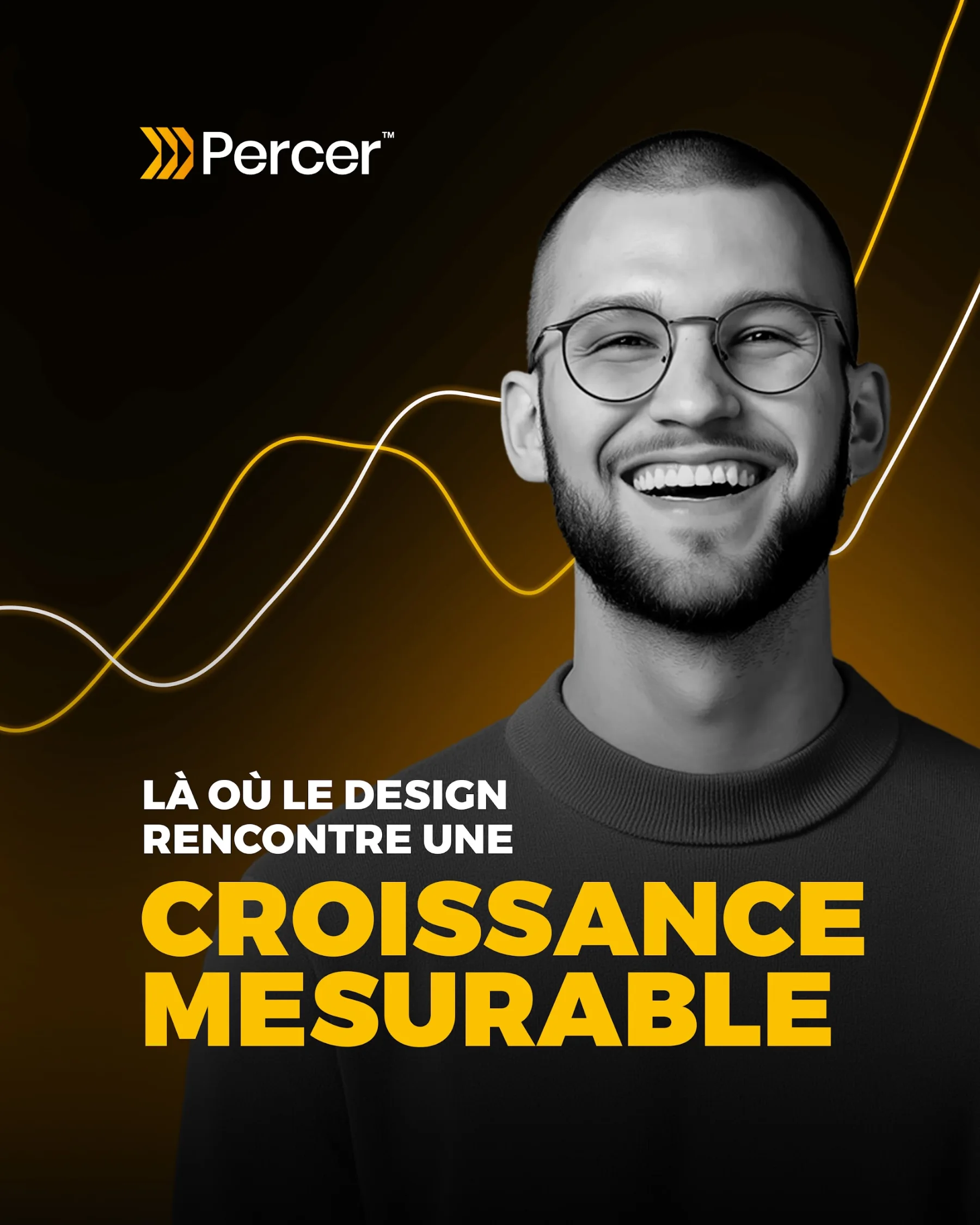 Une affiche Percer v1 avec un portrait