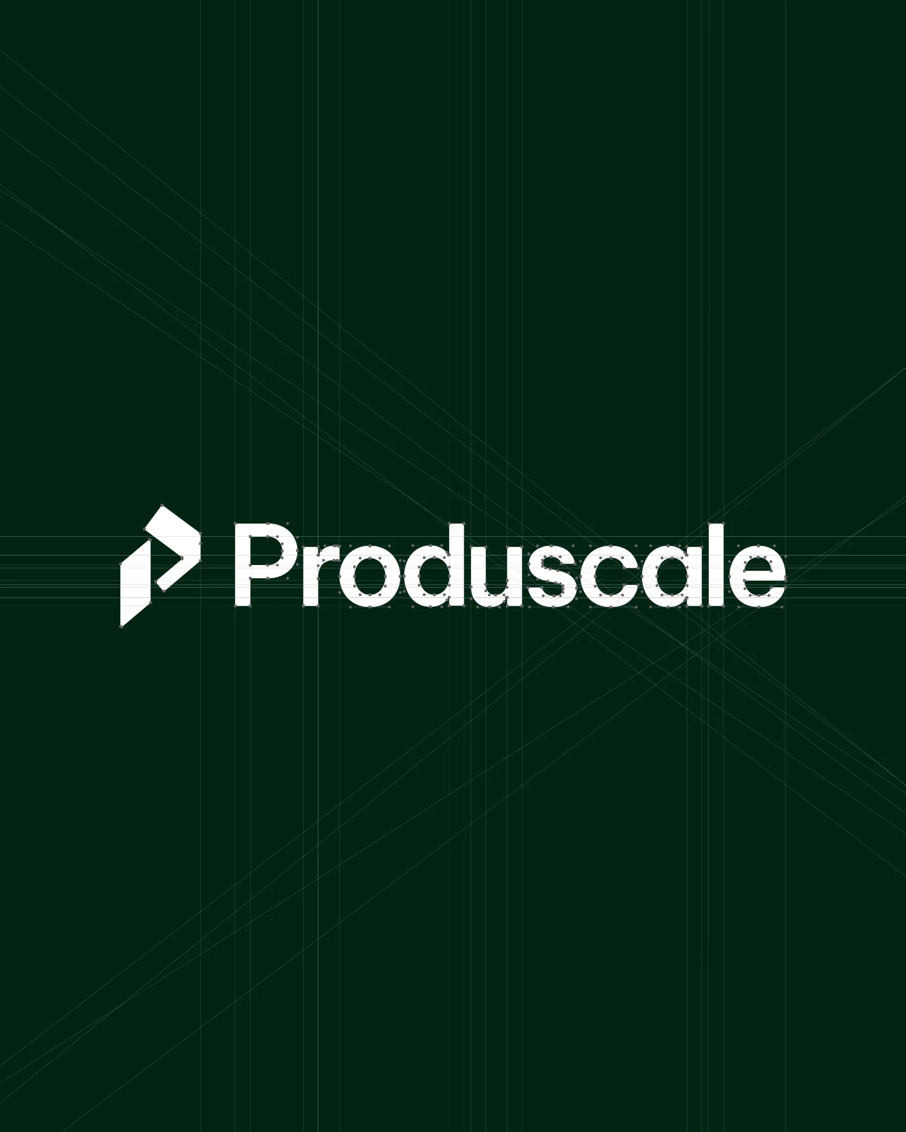Le logo Produscale blanc sur fond vert profond