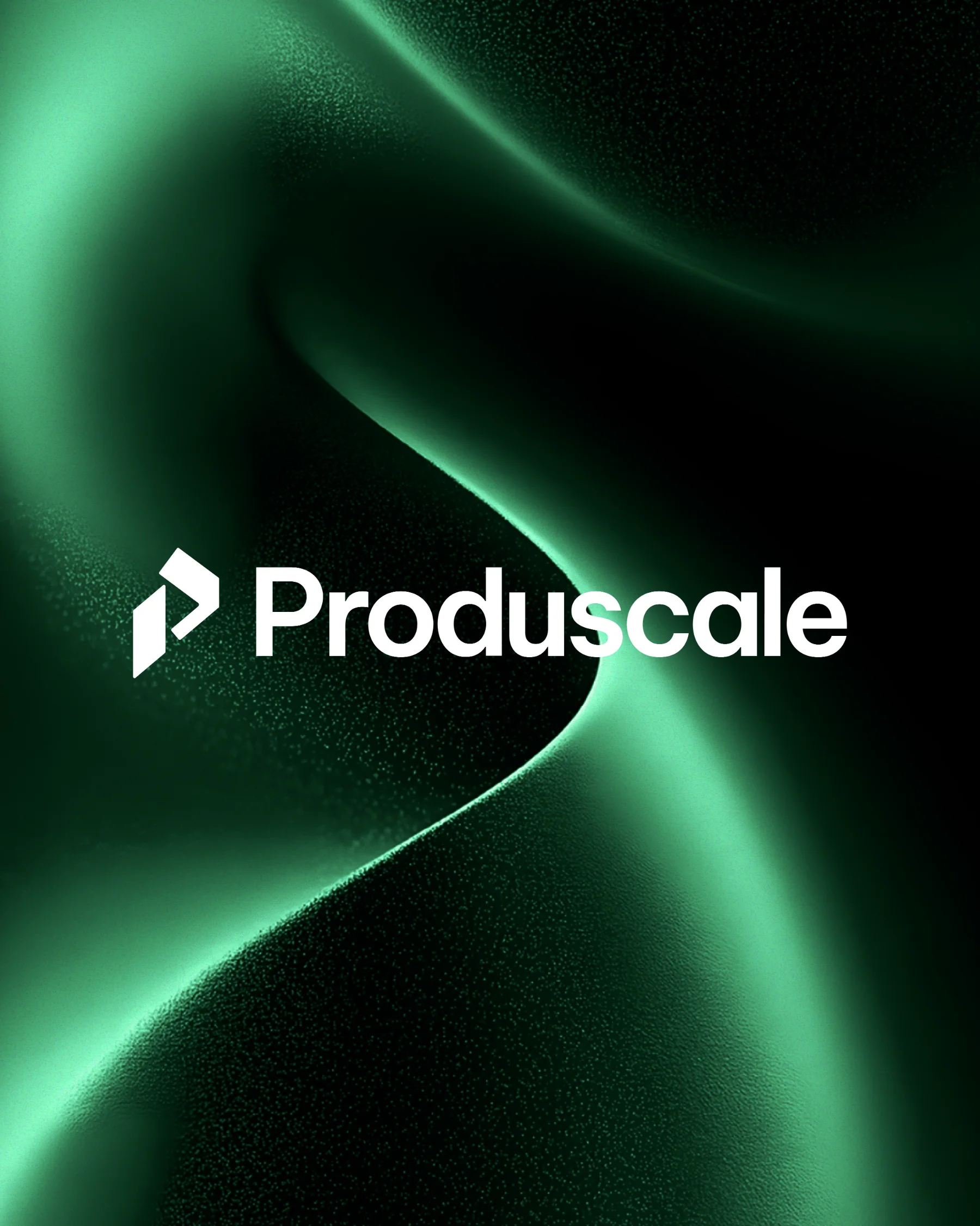 Le logo Produscale sur une vague verte lumineuse