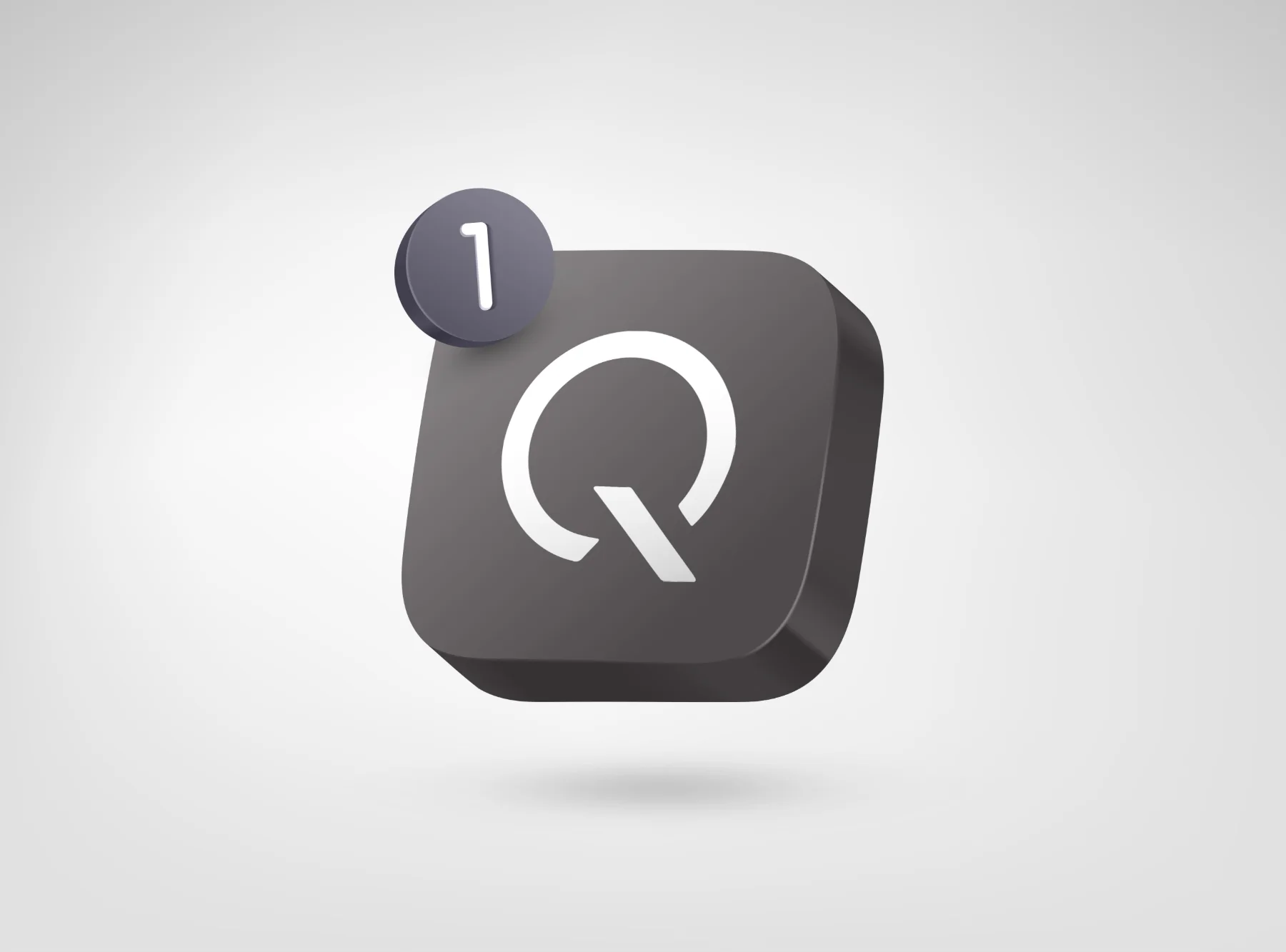 L'icône Quantix en 3D avec une notification