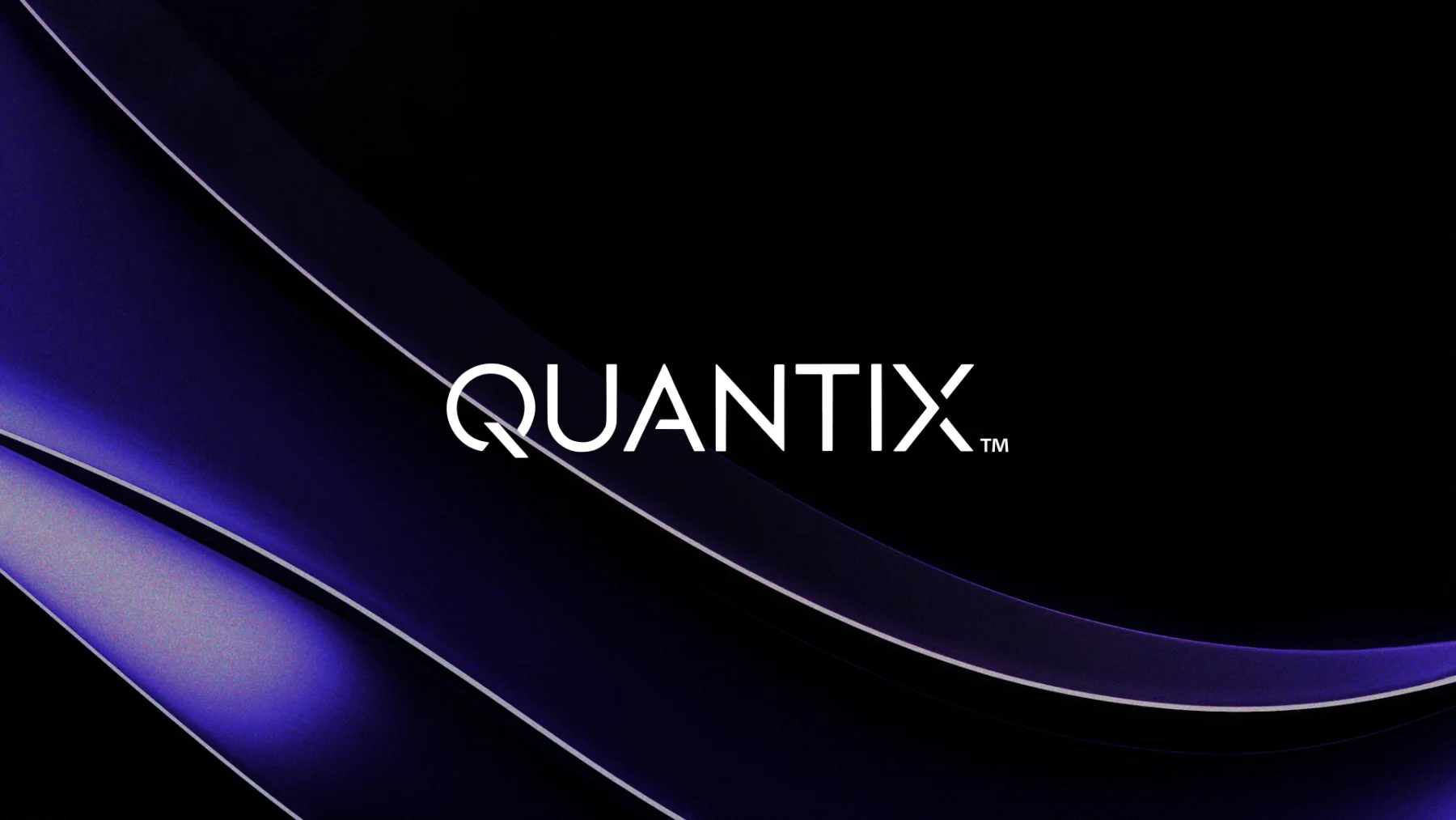 Le logotype Quantix blanc sur la vague violette