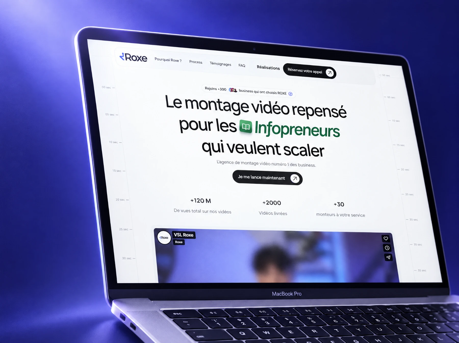 Le site de Roxe sur un ordinateur portable