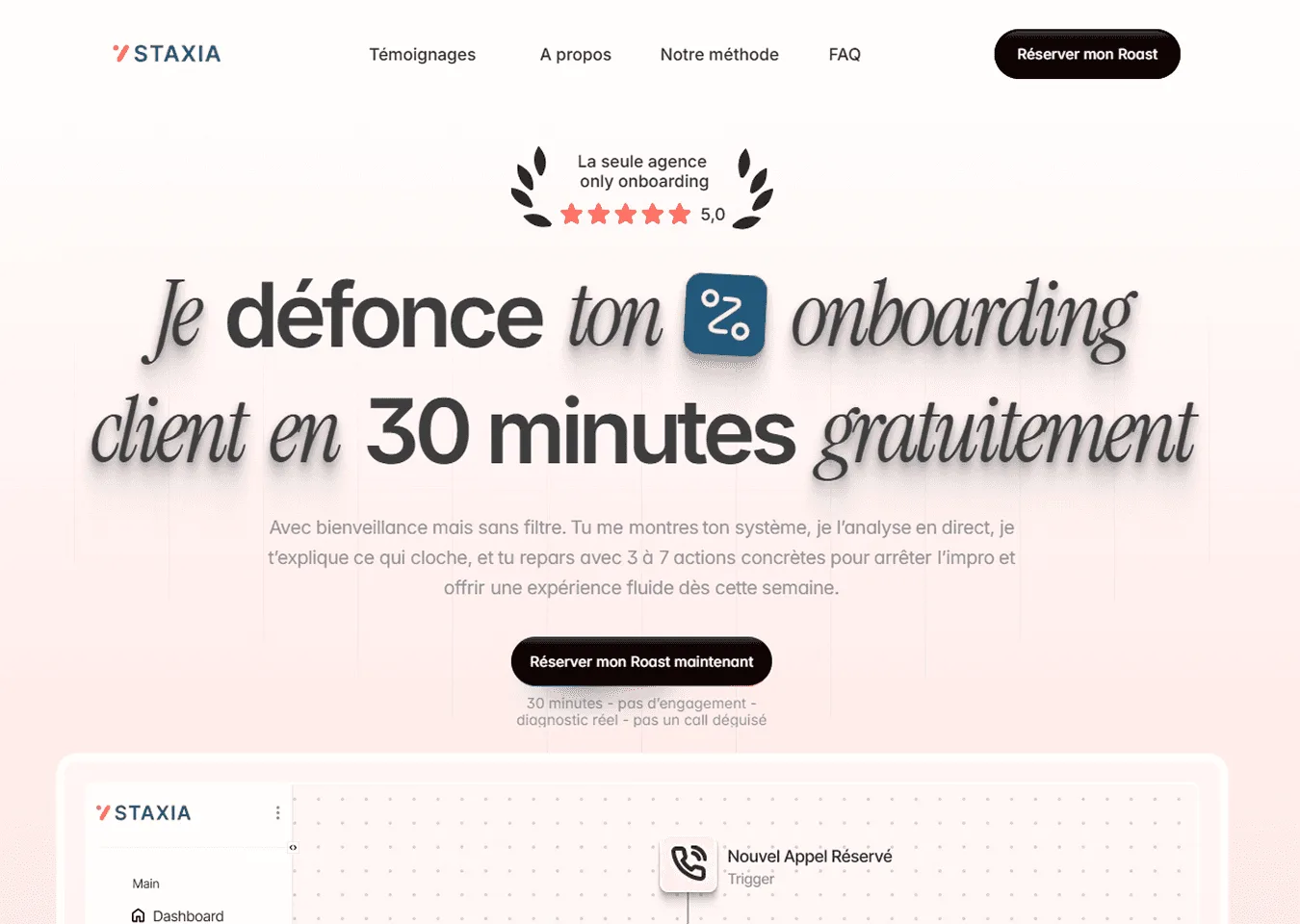 Page d'accueil du site Staxia après refonte par Percer