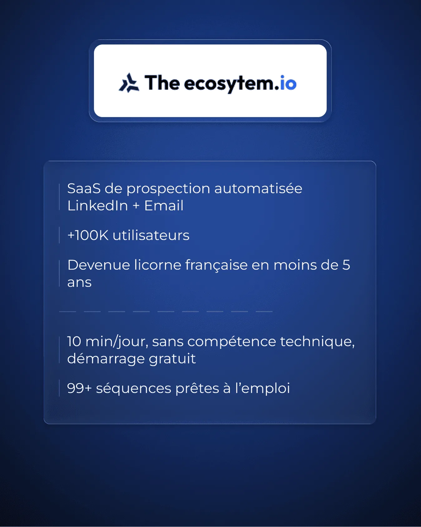 Fiche de présentation de The Ecosystem établie par Percer