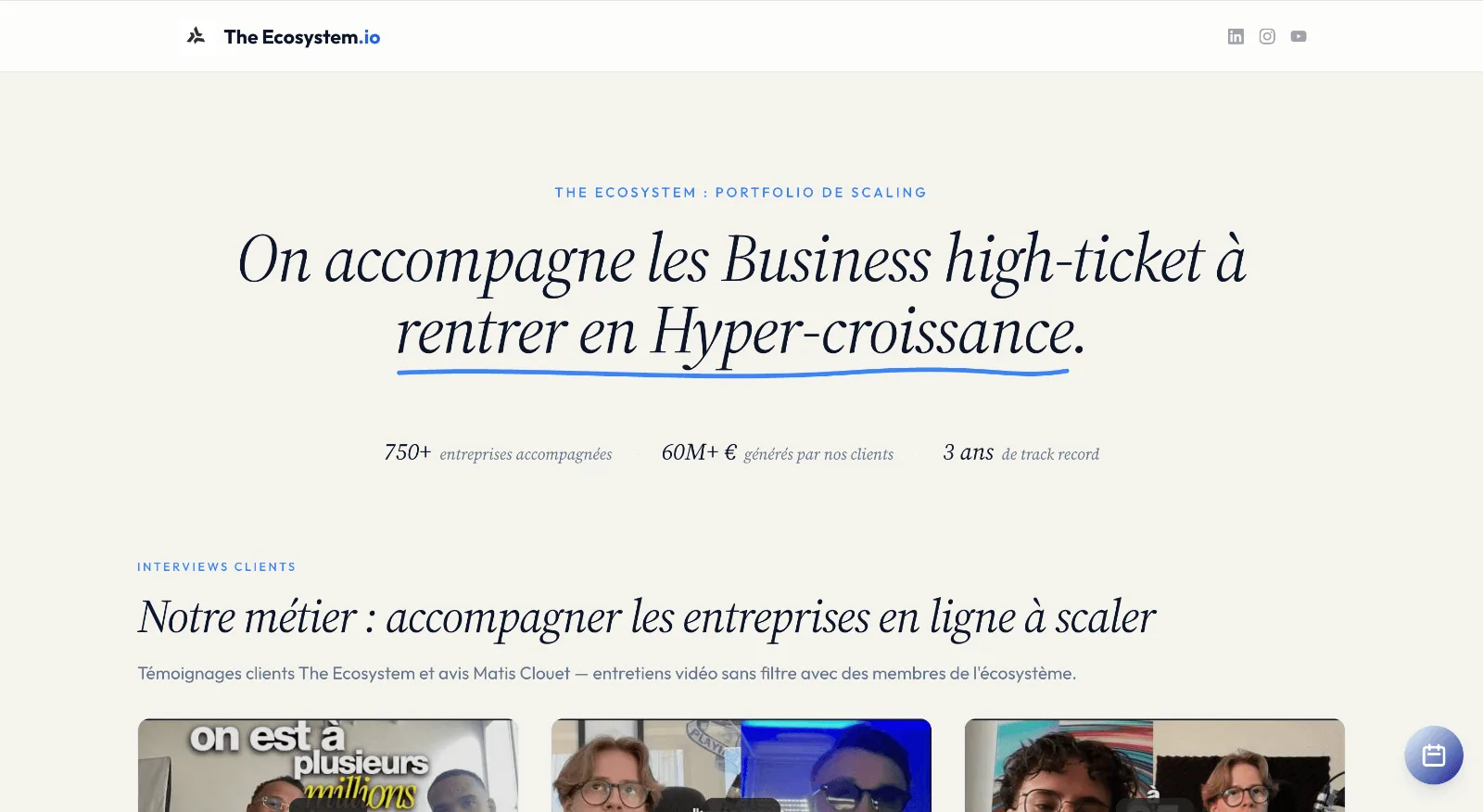 Ancien site The Ecosystem, avant refonte par Percer
