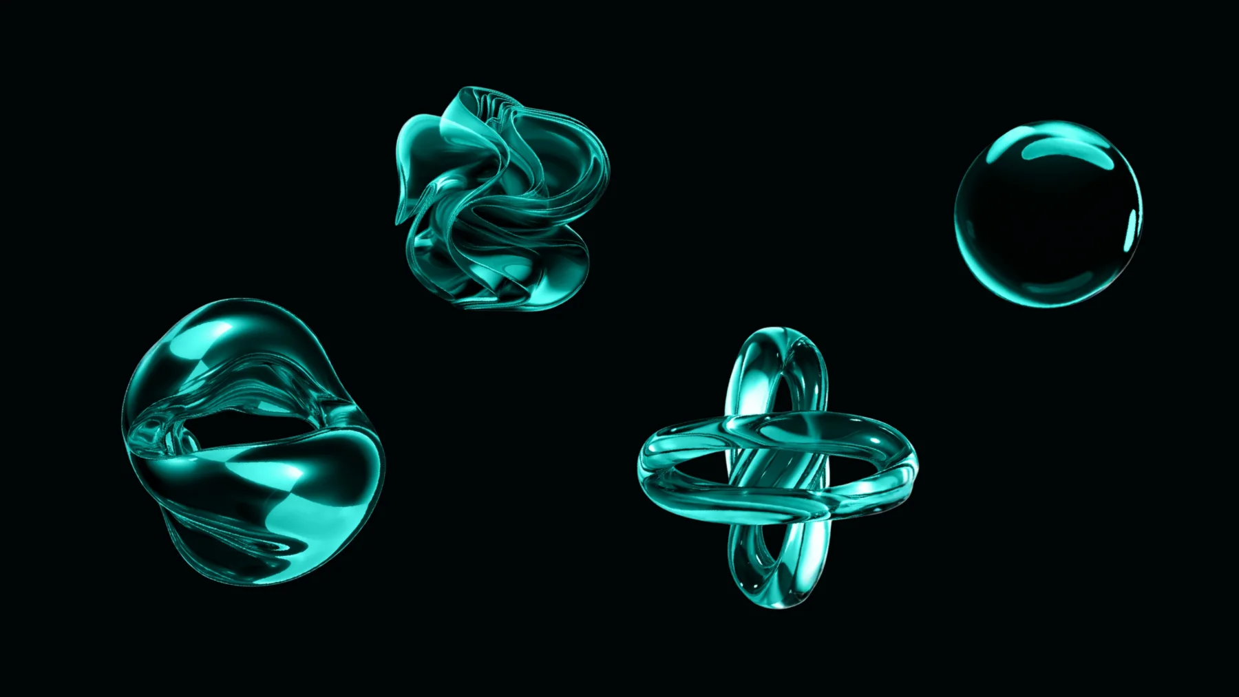 Les matières 3D de la marque : des formes translucides turquoise