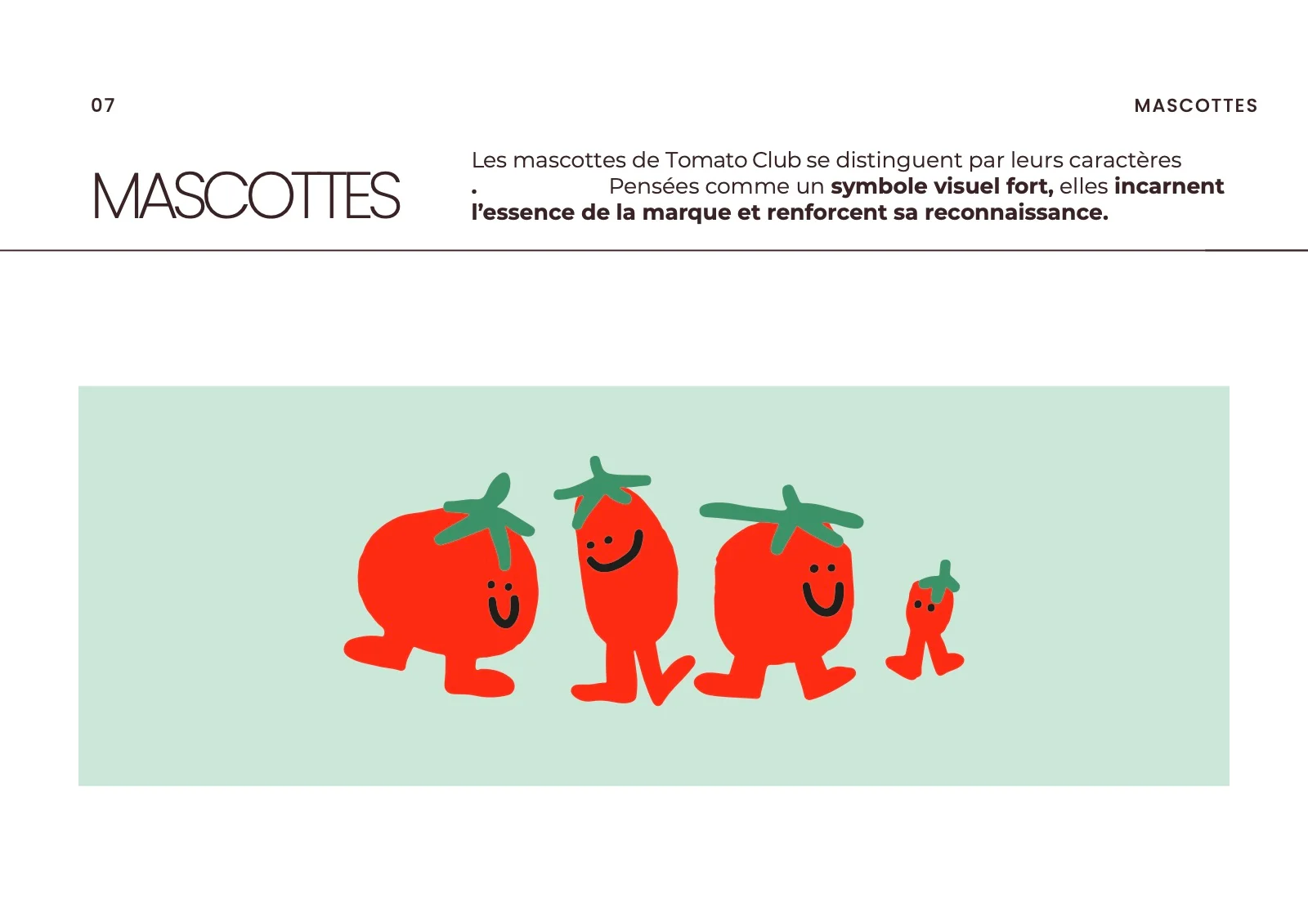 Les quatre mascottes Tomato Club