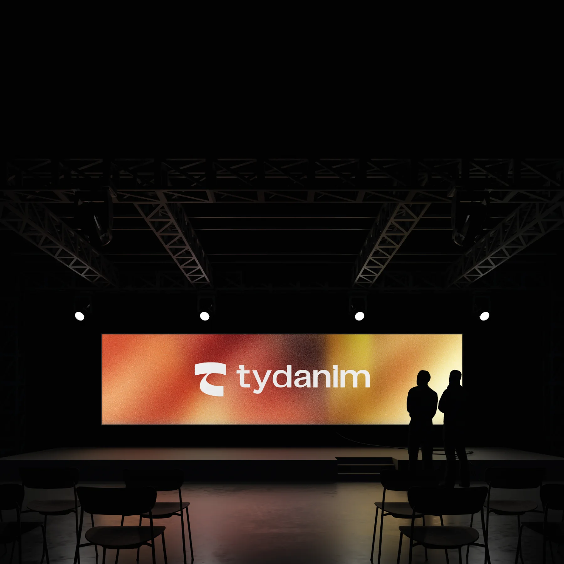 Le logo Tydanim projeté sur l'écran d'une salle de conférence