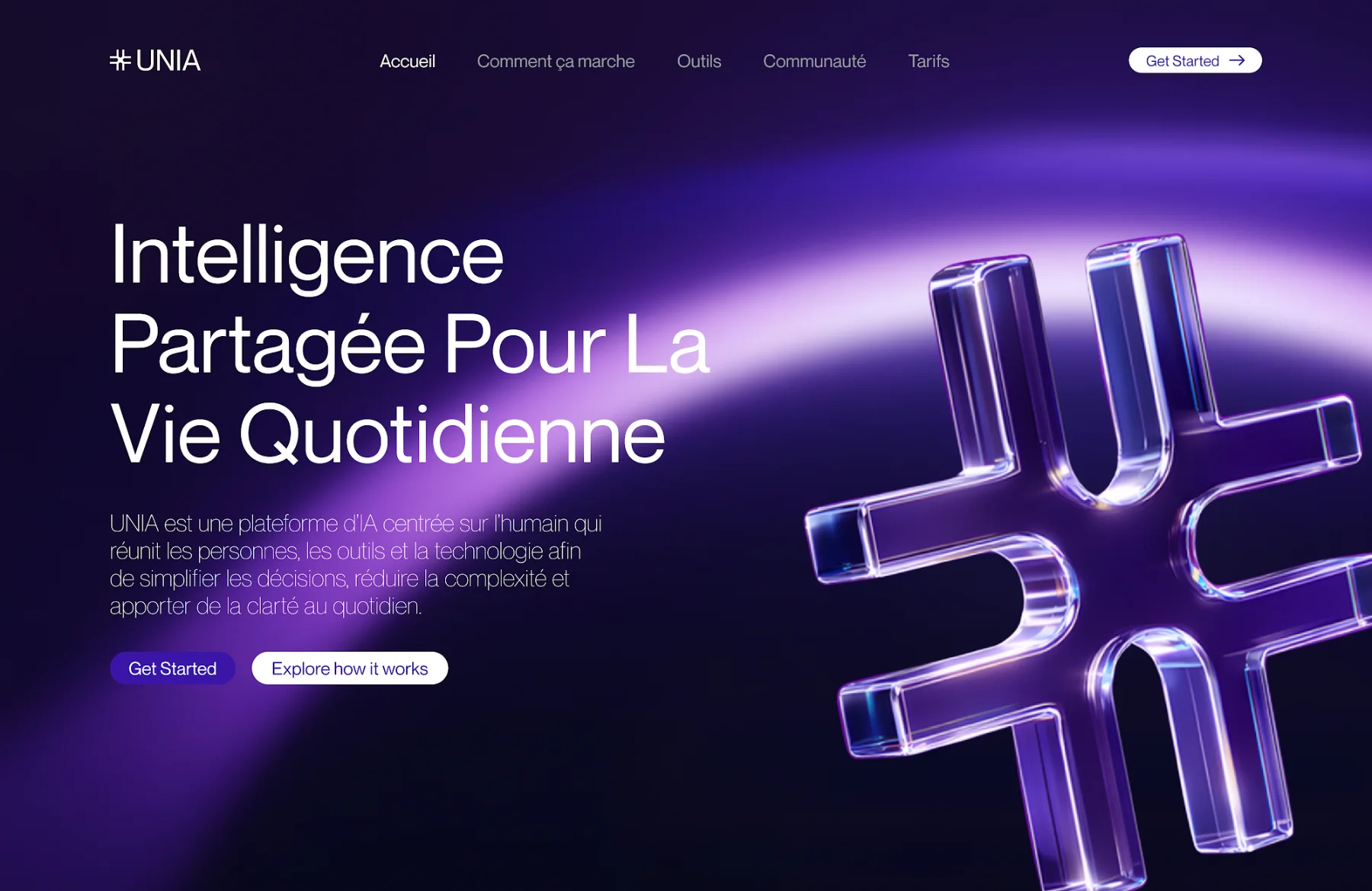 La page d'accueil du site Unia