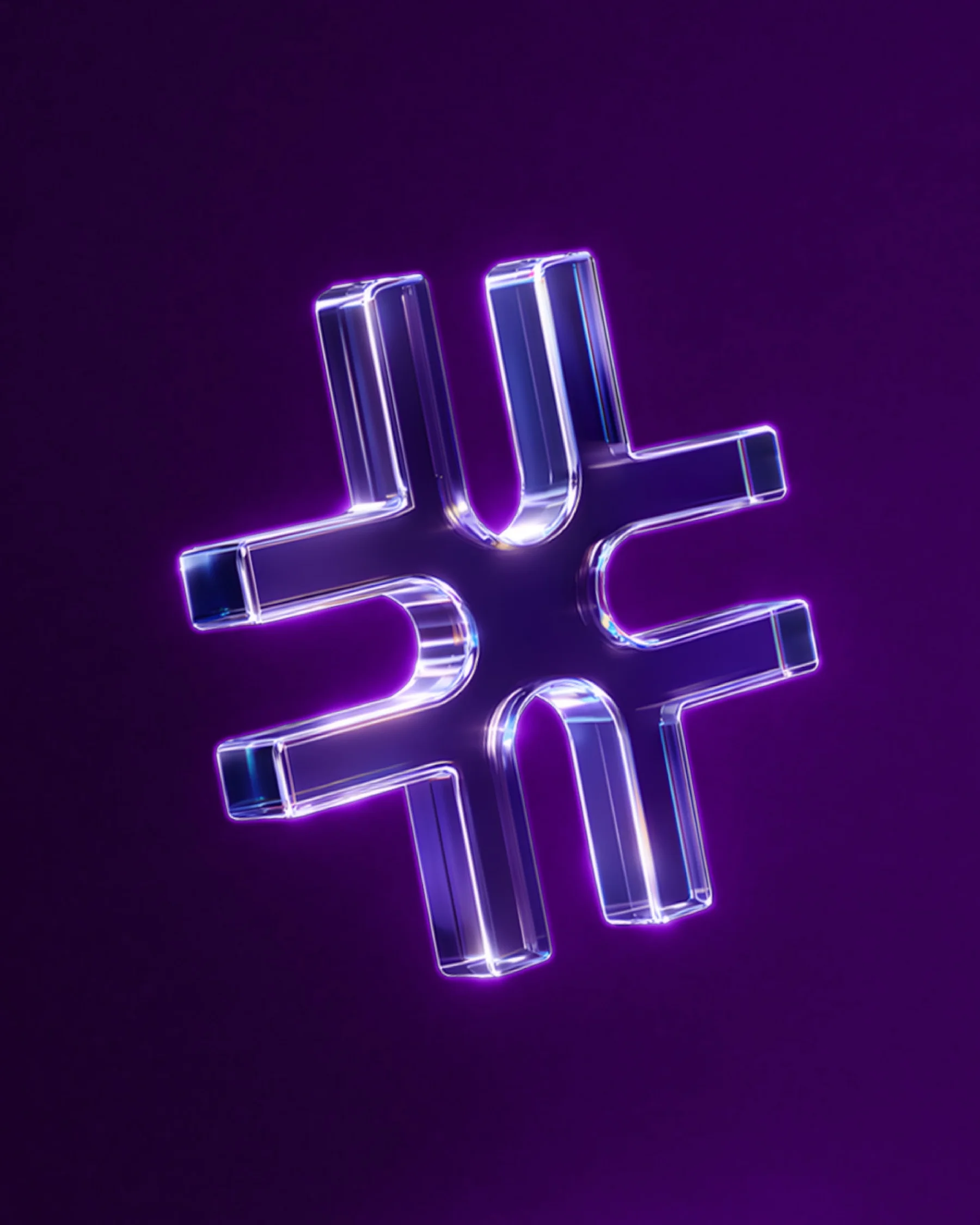 Le symbole Unia en verre violet
