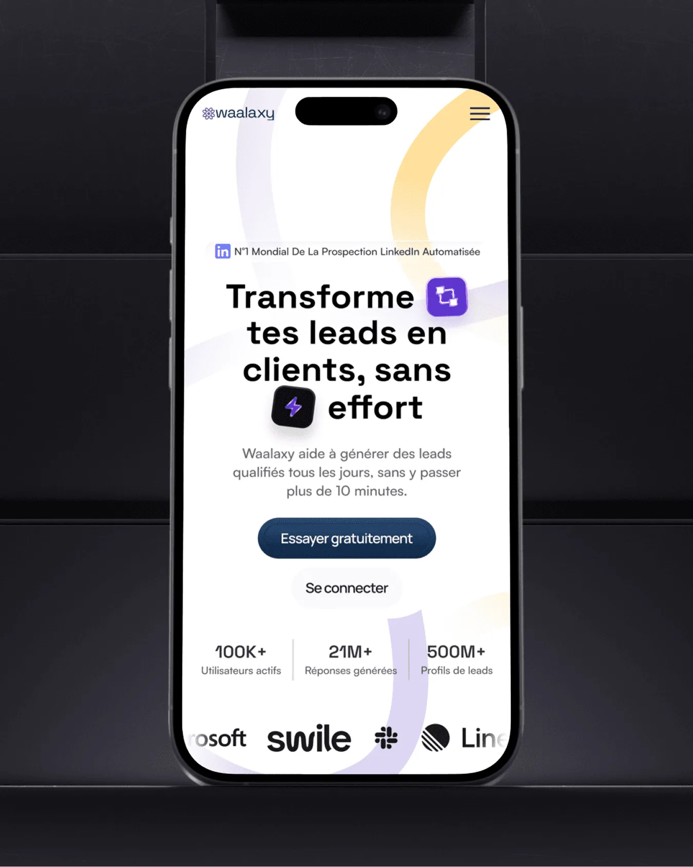 Site Waalaxy affiché sur un smartphone