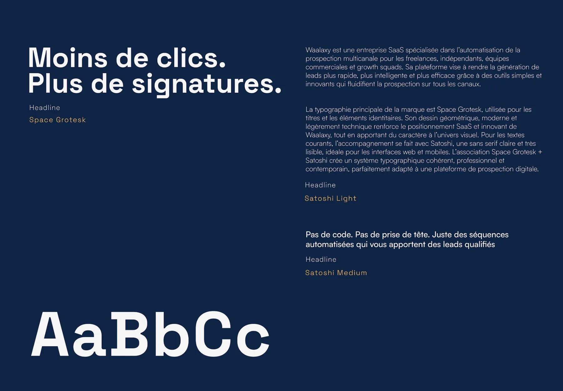 La typographie, « Moins de clics. Plus de signatures. »