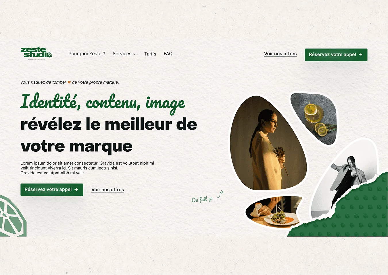 Page d'accueil du site Zeste Studio après refonte par Percer