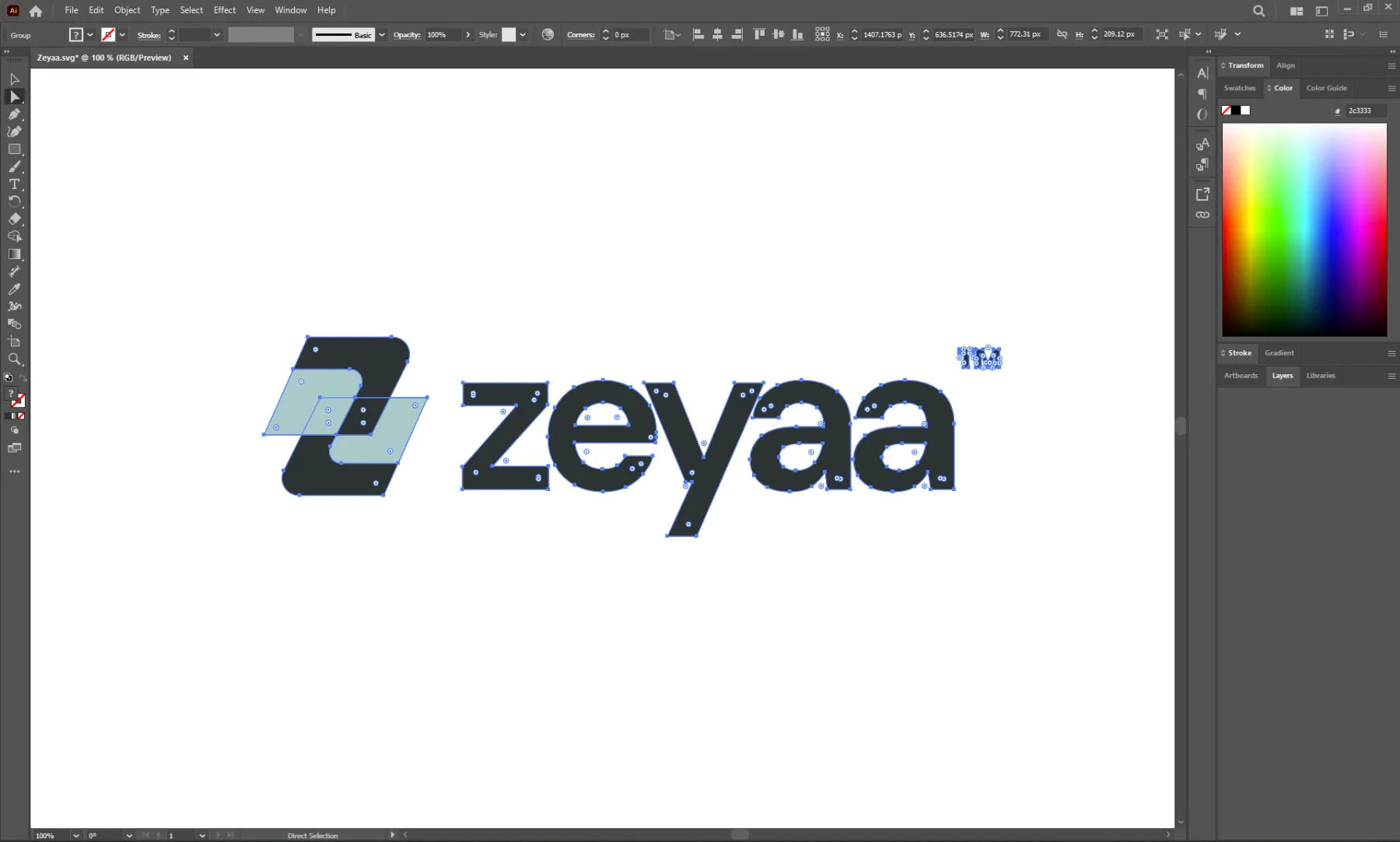 Le logo Zeyaa dans le logiciel de dessin