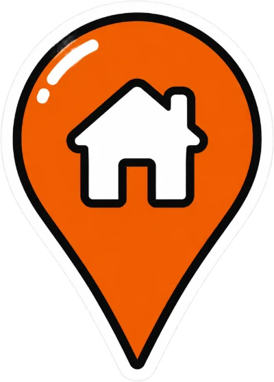 Autocollant : un repère de carte en forme de maison